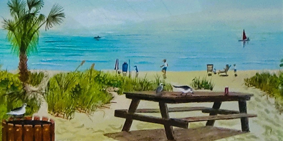 Tropical Pizza Picnic Scene Print - Summer Beach Party Wall Art, view 2