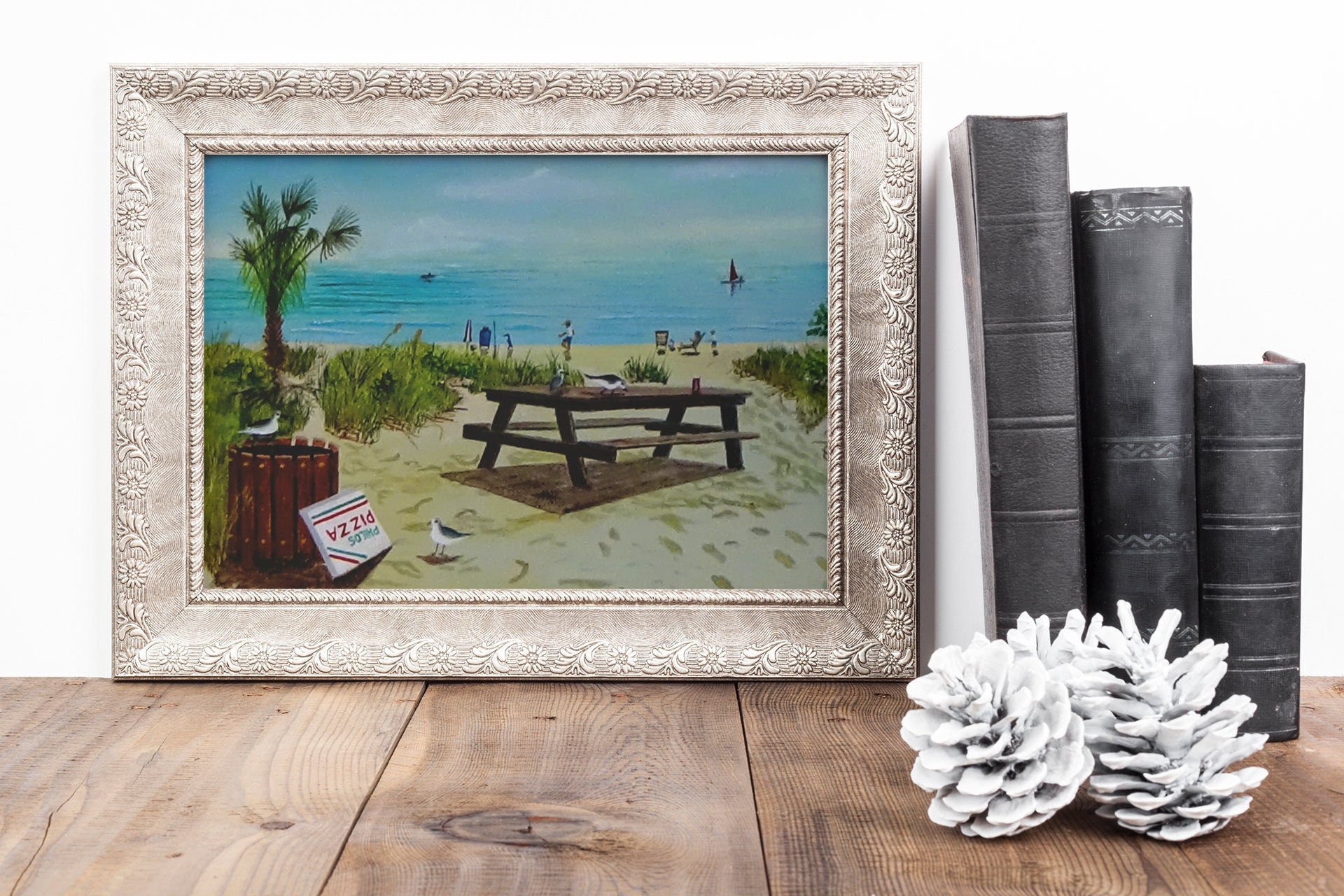 Tropical Pizza Picnic Scene Print - Summer Beach Party Wall Art, view 5