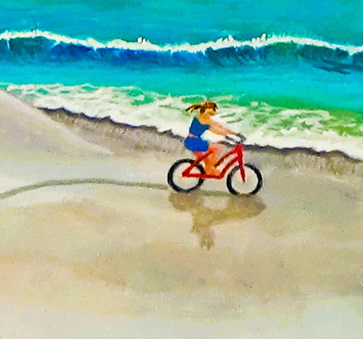Tropical Beach Bike Ride, Art Print - Nautical Wall Decor, Florida Coastal Scene, view 2