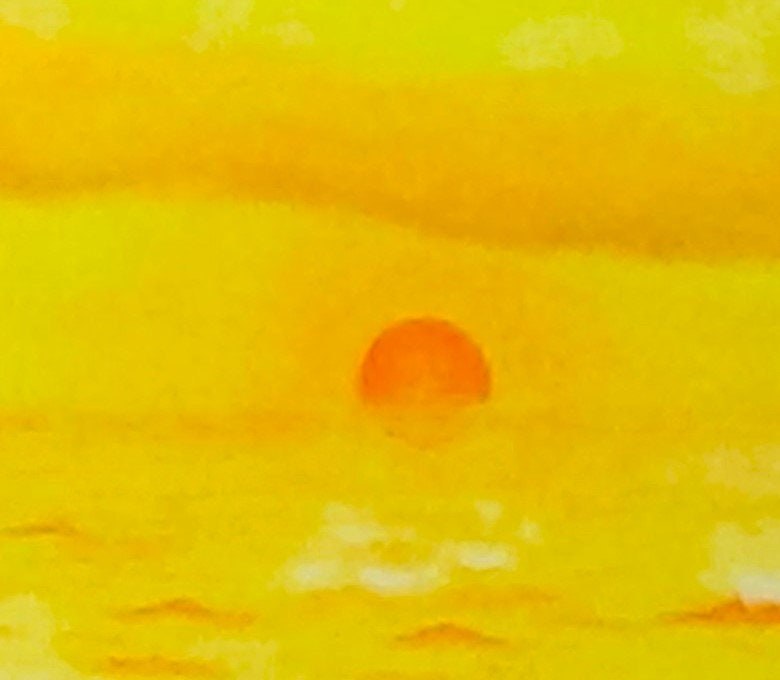 Dolphin diving into the tropical sea at golden sunset, Pastel painting print, view 3