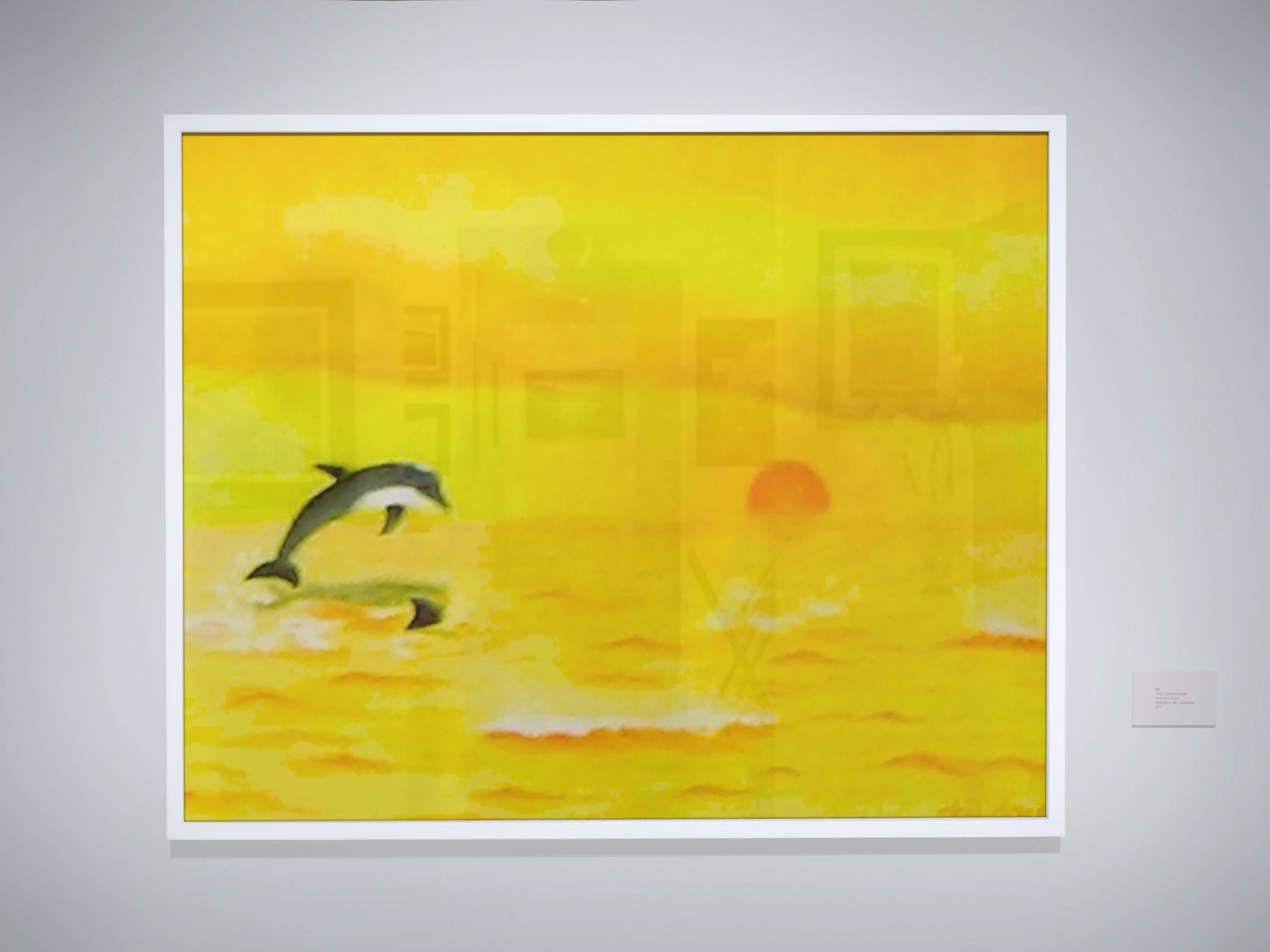 Dolphin diving into the tropical sea at golden sunset, Pastel painting print, view 4