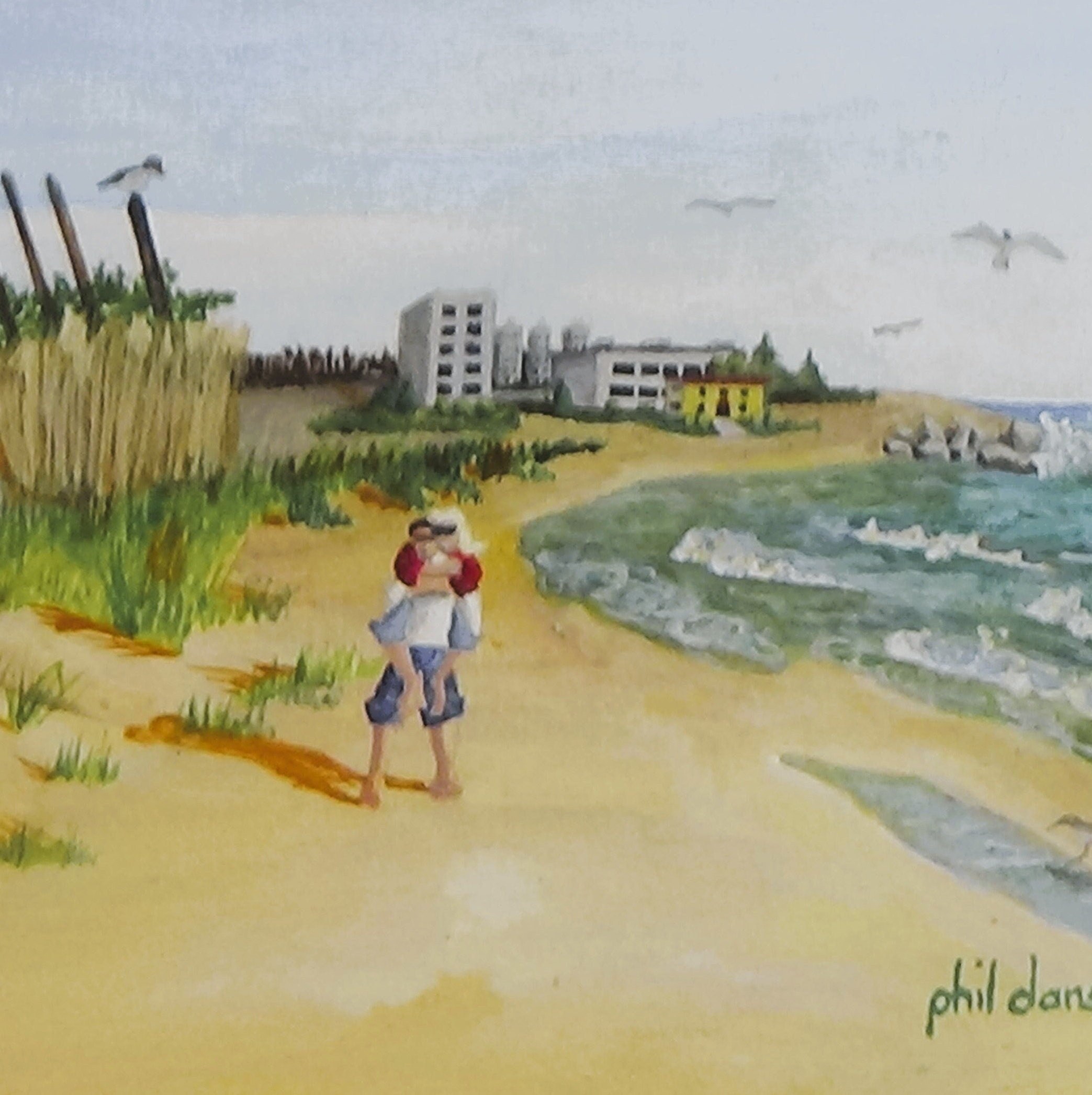 Romantic couple on the beach, beach scene print, fine art print, tropical style, for Florida room décor, wall art
