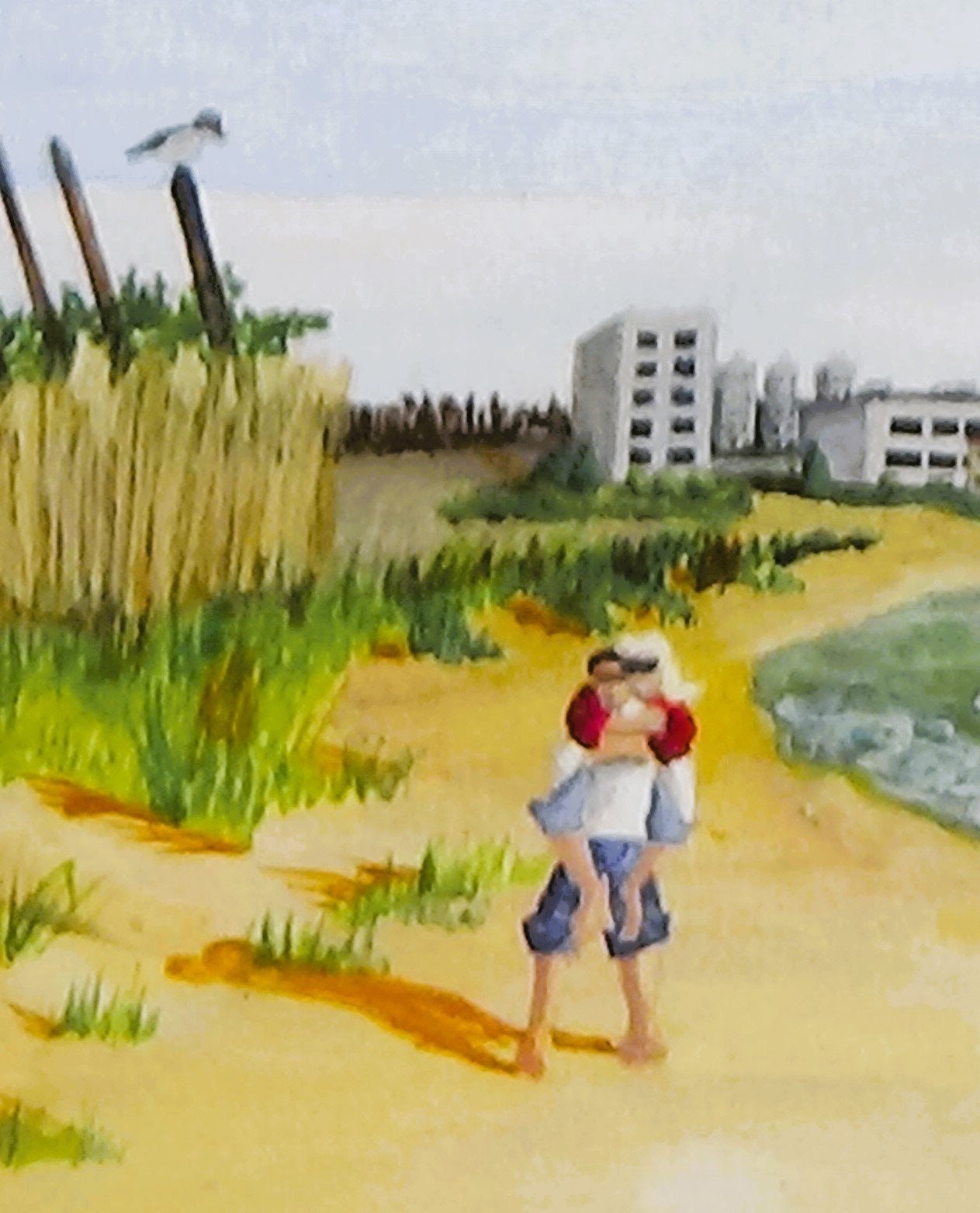 Romantic couple on the beach, beach scene print, fine art print, tropical style, for Florida room décor, wall art, view 2