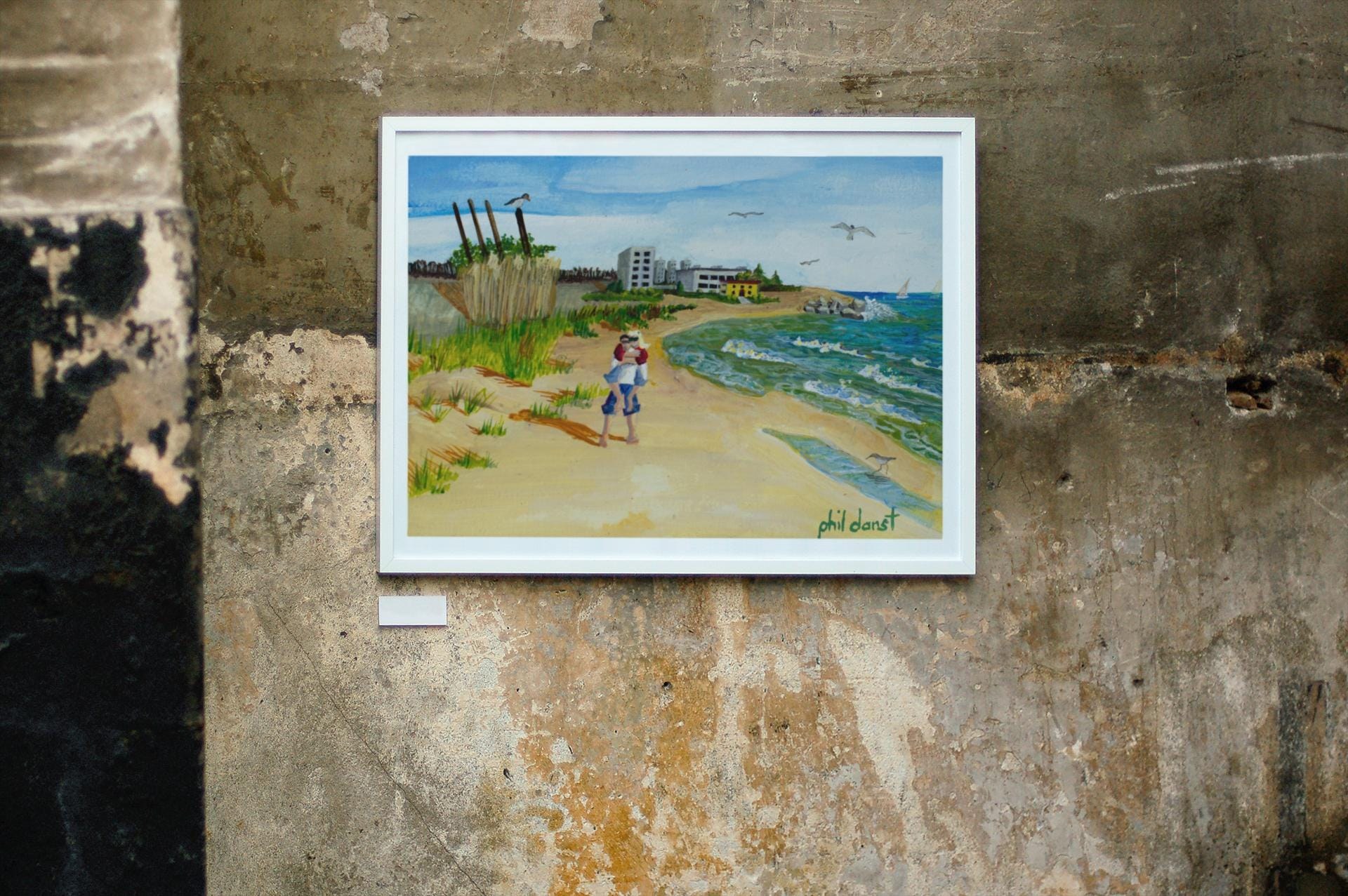 Romantic couple on the beach, beach scene print, fine art print, tropical style, for Florida room décor, wall art, view 4