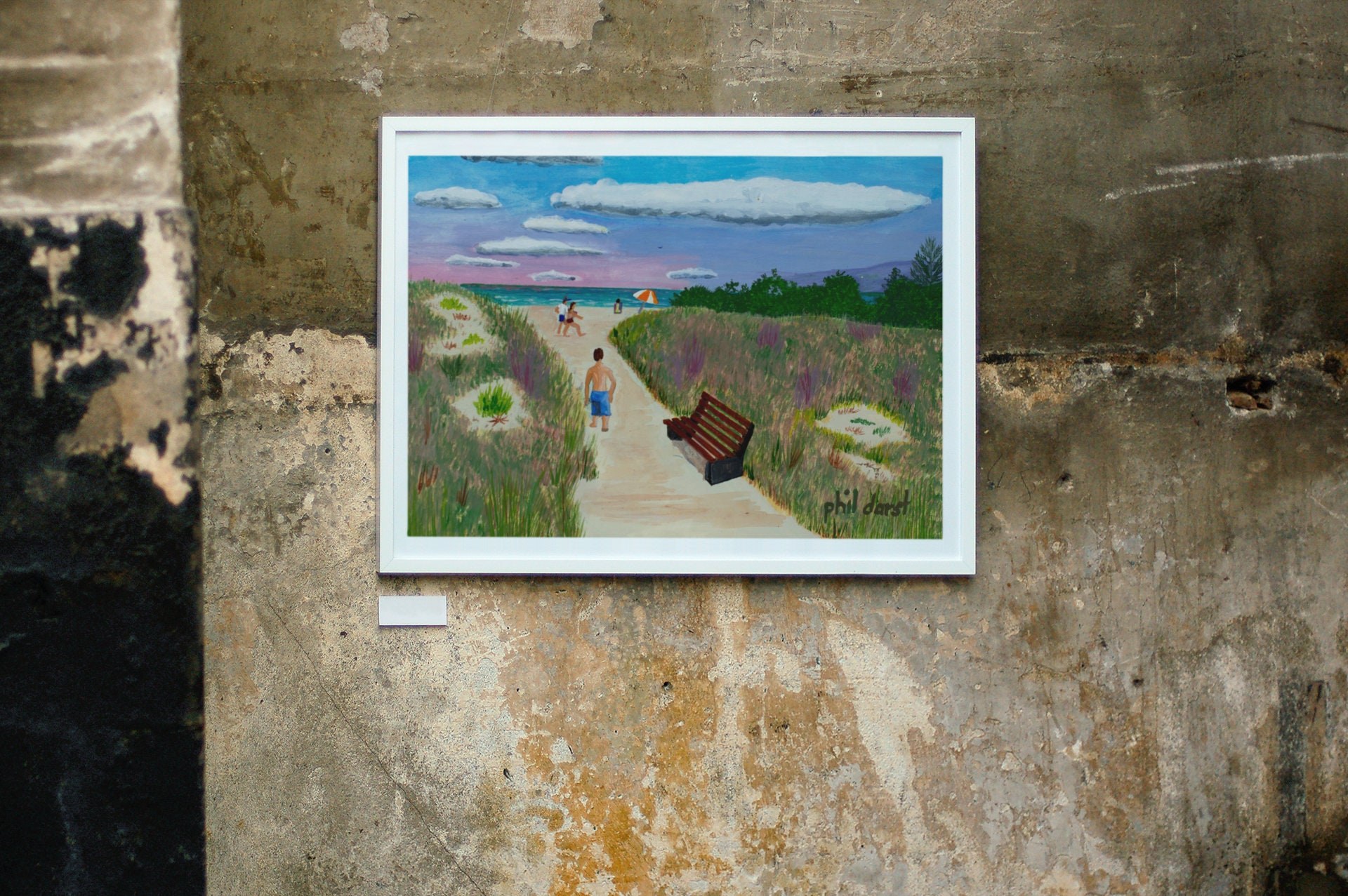 Man walking to the beach, to Siesta Key Beach, Florida beach scene, wall art, view 2
