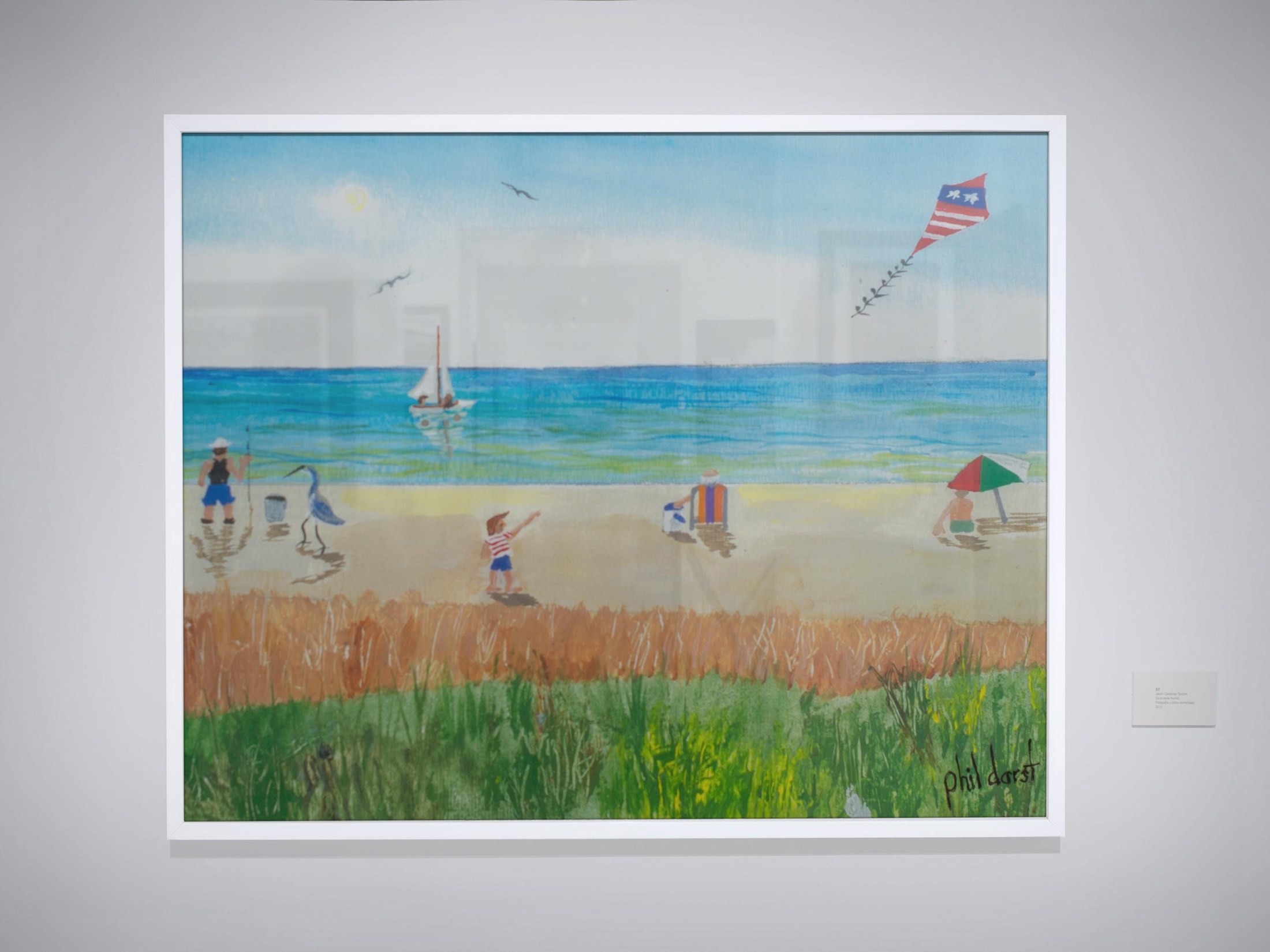 Beach Fun Kid Playing with Kite - Beach Scene Print, view 2