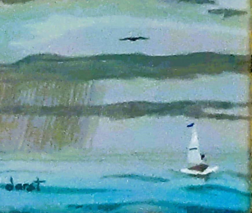 Sailboat waiting with a storm coming.