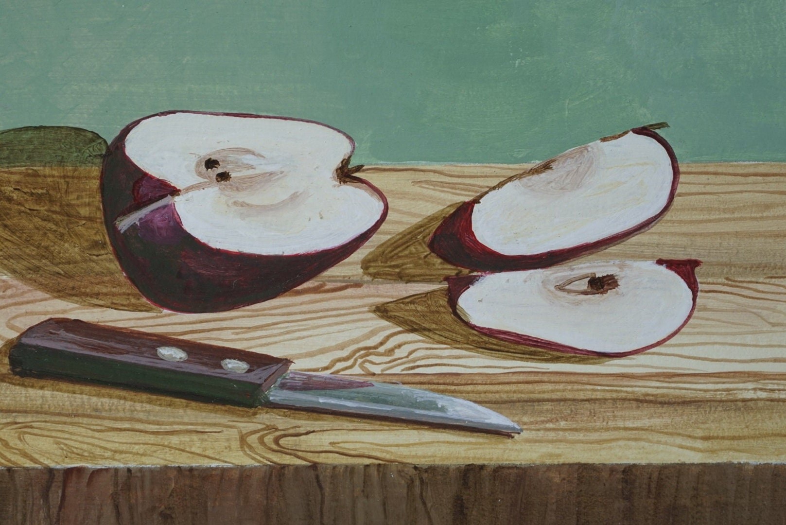 Apple still life painting, acrylic painting, hand painted, original artwork, perfect gift for any occasion