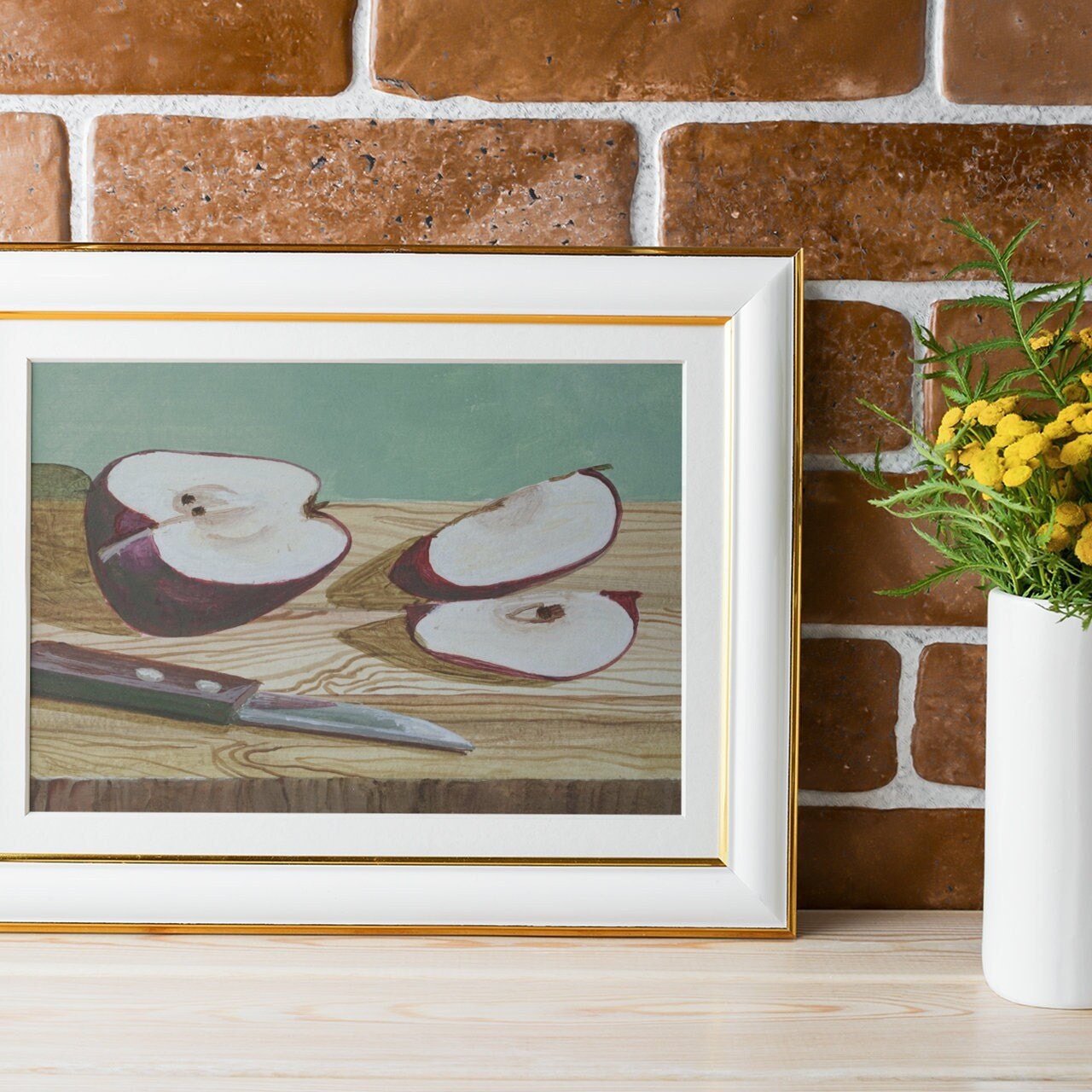 Apple still life painting, acrylic painting, hand painted, original artwork, perfect gift for any occasion, view 4