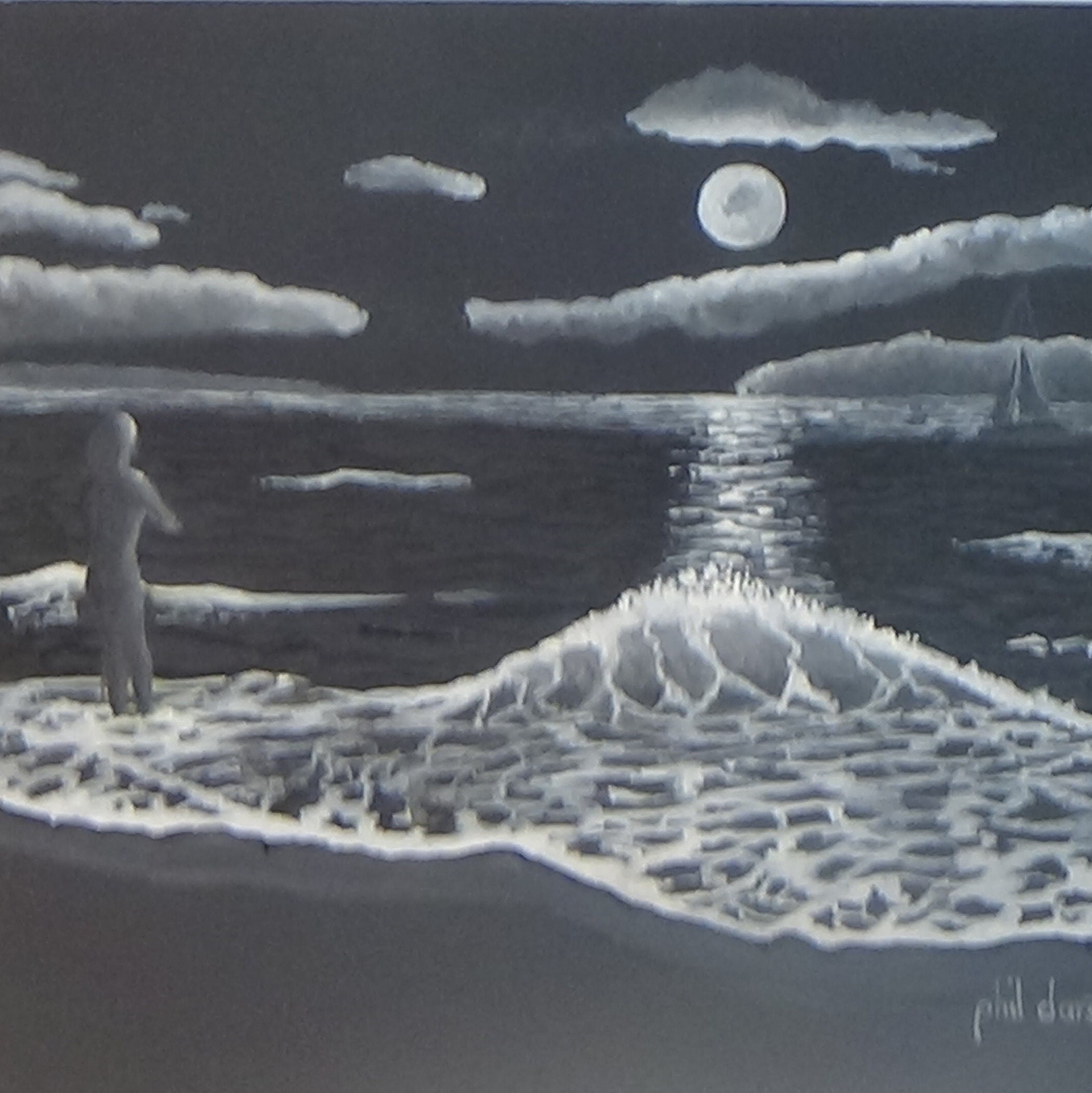 Full moon over the tropical ocean seascape print perfect housewarming gift