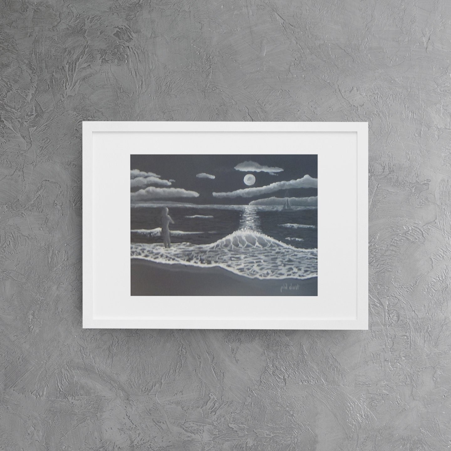 Full moon over the tropical ocean seascape print perfect housewarming gift, view 3