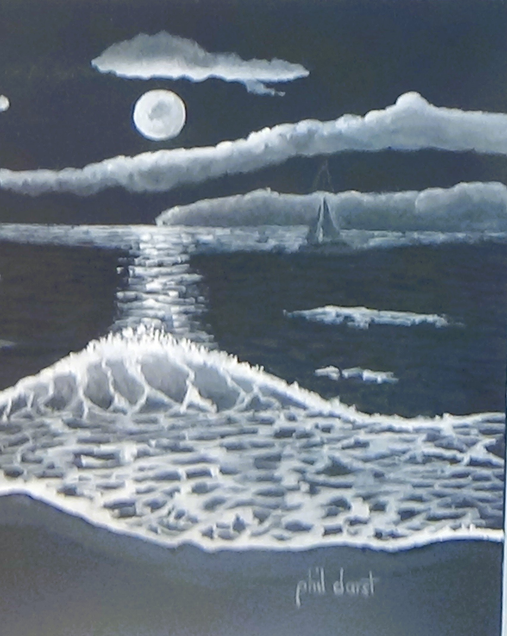 Full moon over the tropical ocean seascape print perfect housewarming gift, view 4