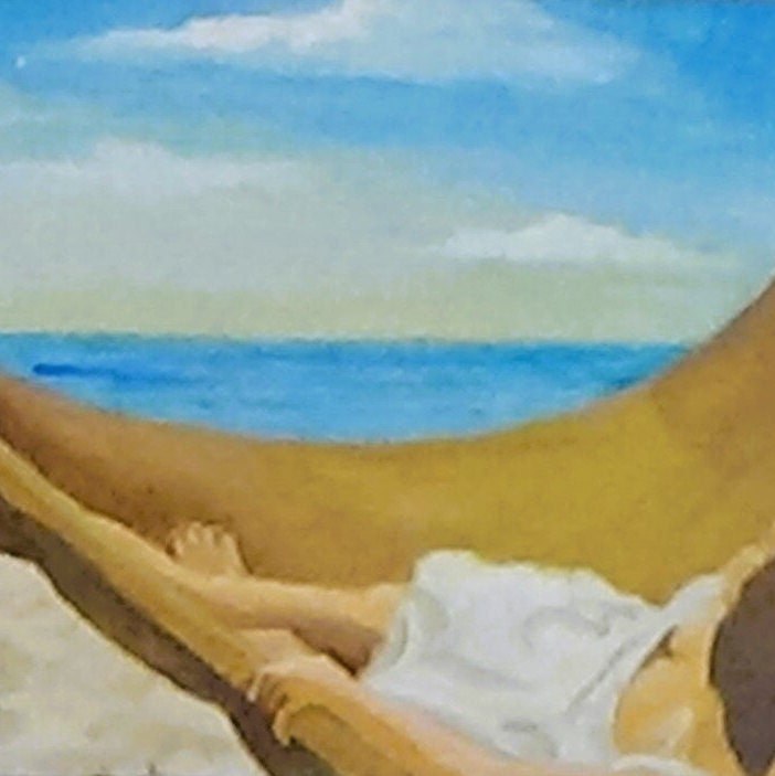 Woman in a Hammock on the Beach - Seaside Painting