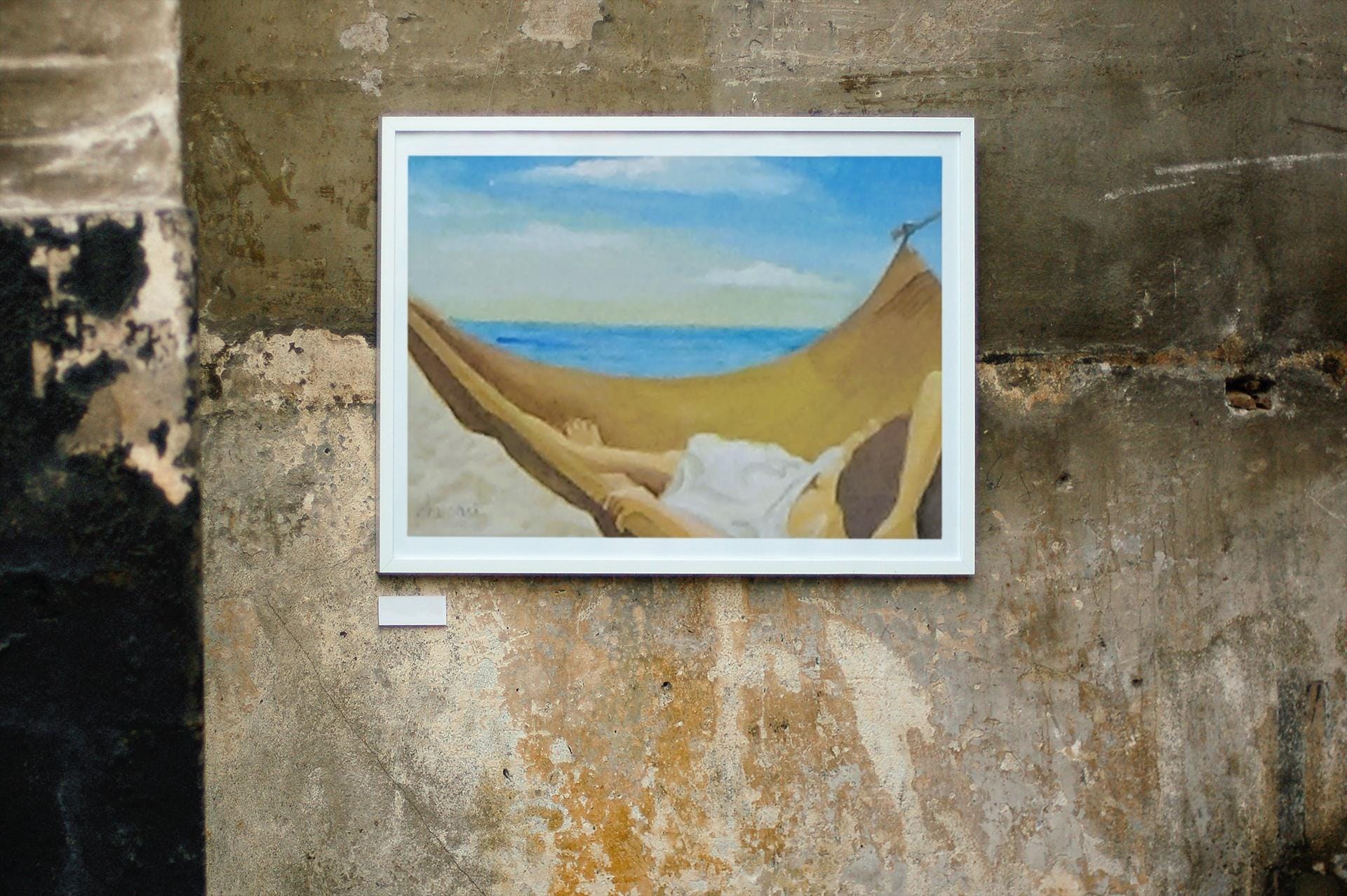 Woman in a Hammock on the Beach - Seaside Painting, view 2