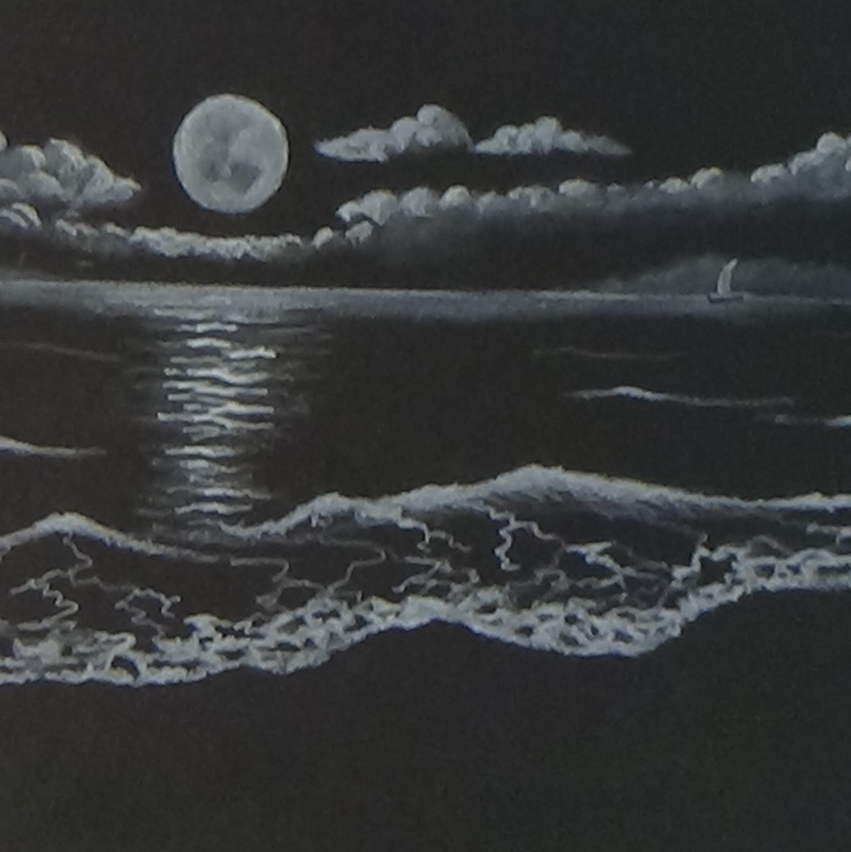 Moon over the water moon over ocean moon over Gulf of Mexico night seascape by Phil Darst