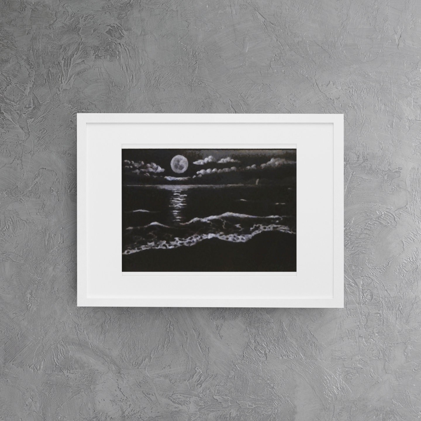 Moon over the water moon over ocean moon over Gulf of Mexico night seascape by Phil Darst, view 3