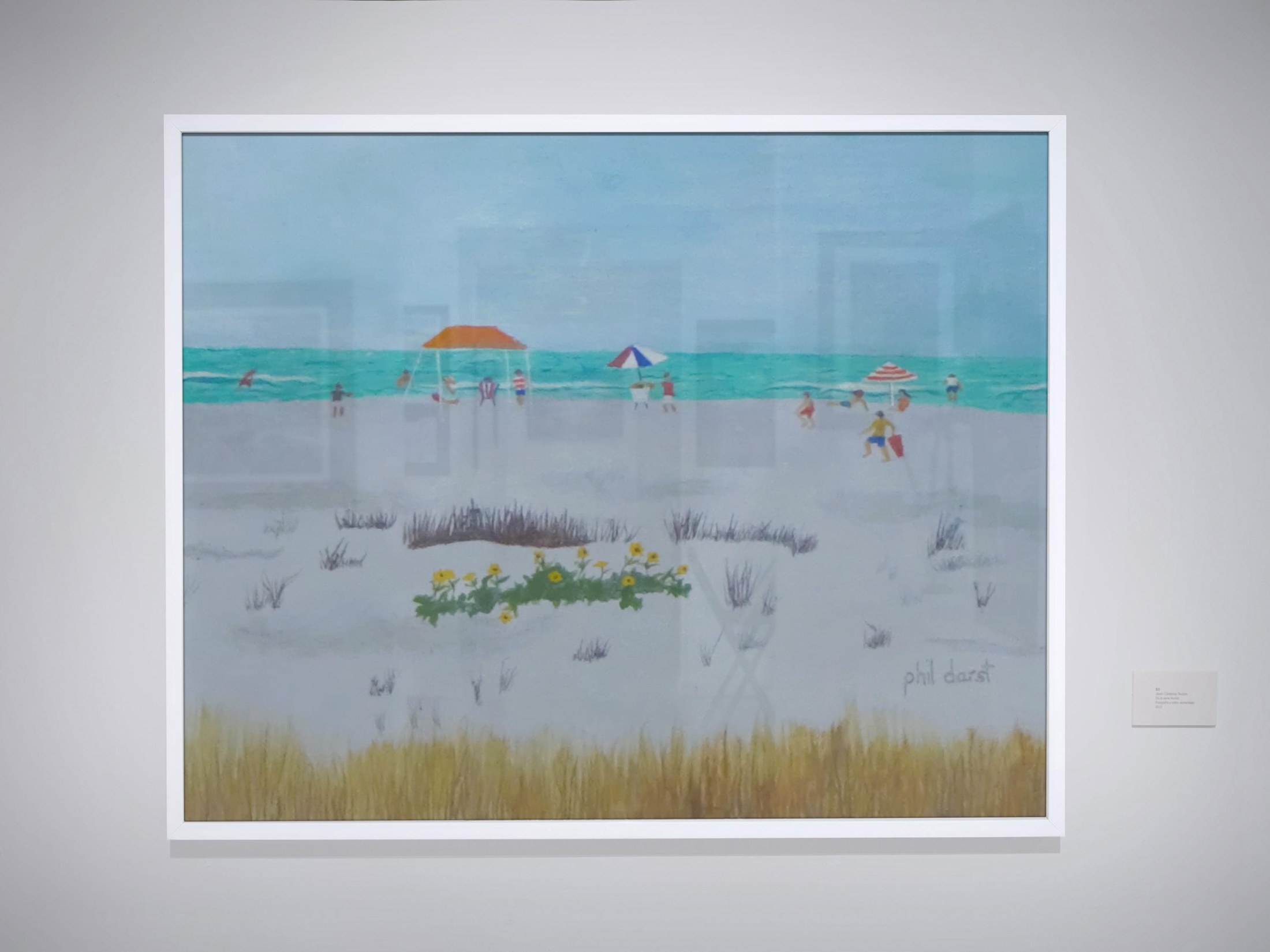 Colorful Coastal Art with People at the Beach, having fun in the sun, Siesta Key Print, view 2