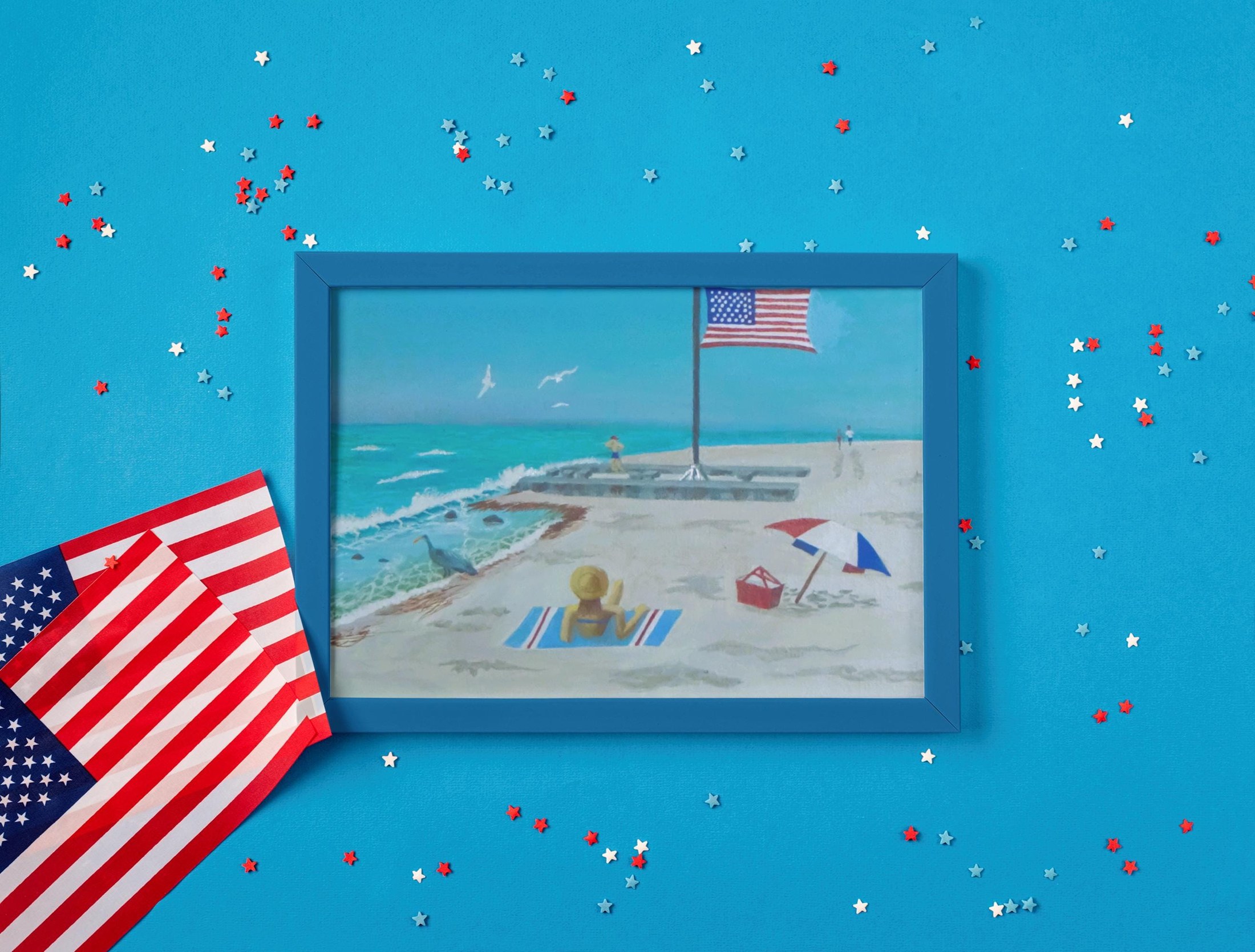 Patriotic Print: American Flag Soars high, view 5
