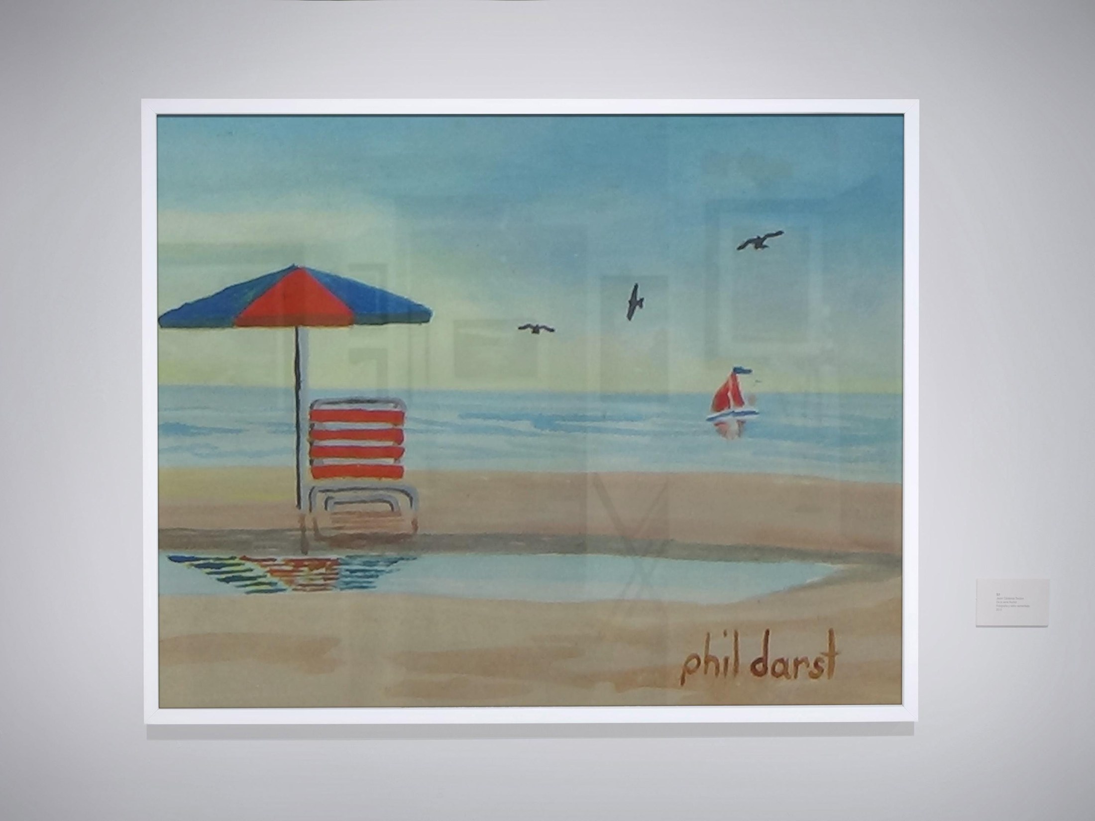 Coastal Florida Beach Scene Painting with Chair and Umbrella - Wall Art Decor, view 2