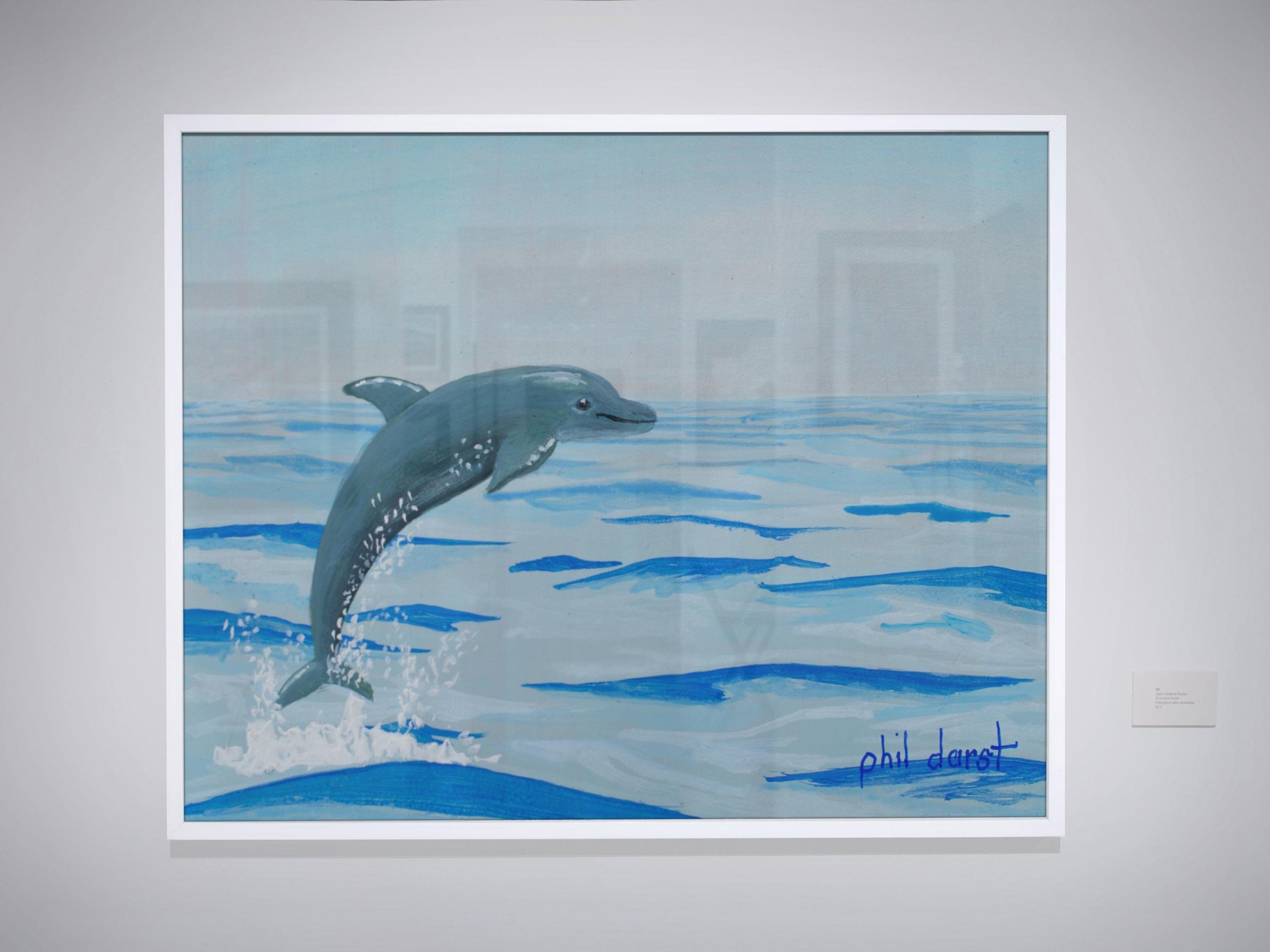 Leaping dolphin painting Gulf of Mexico Siesta Key beach Sarasota Florida beach view white capped waves, view 2
