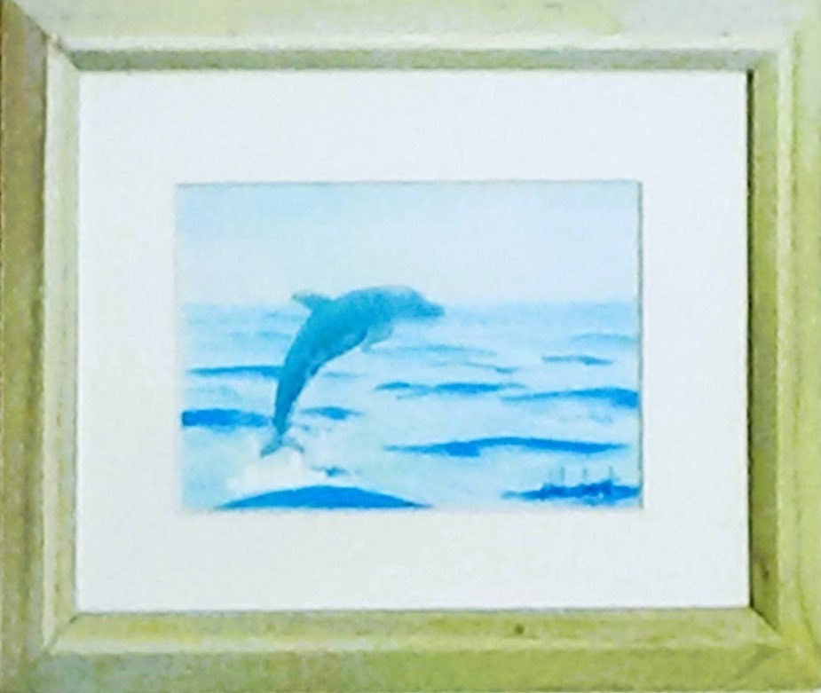 Leaping dolphin painting Gulf of Mexico Siesta Key beach Sarasota Florida beach view white capped waves, view 3