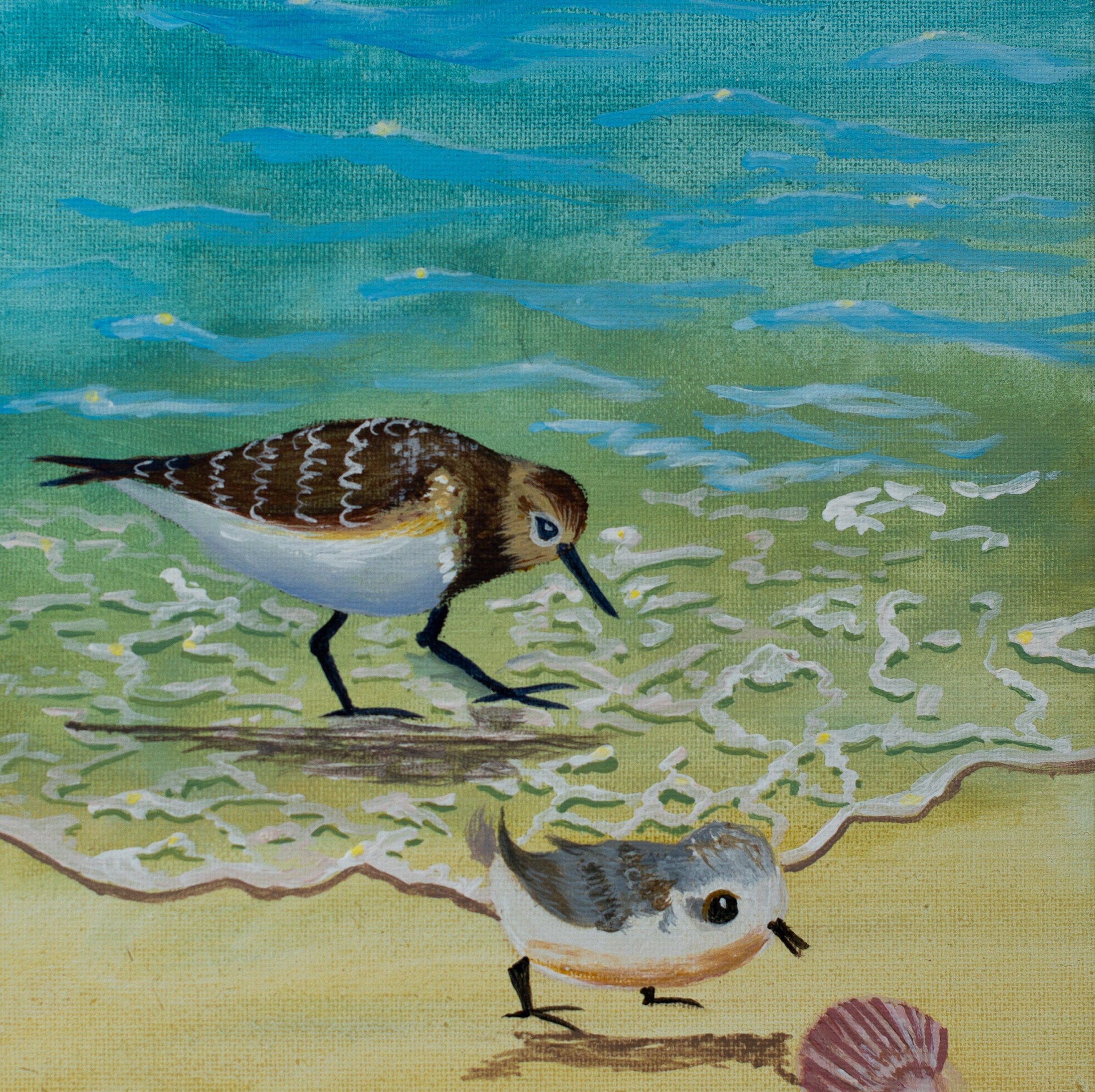 Tropical Beach Scene Baby Sandpiper Wall Decor Print by Phil Darst