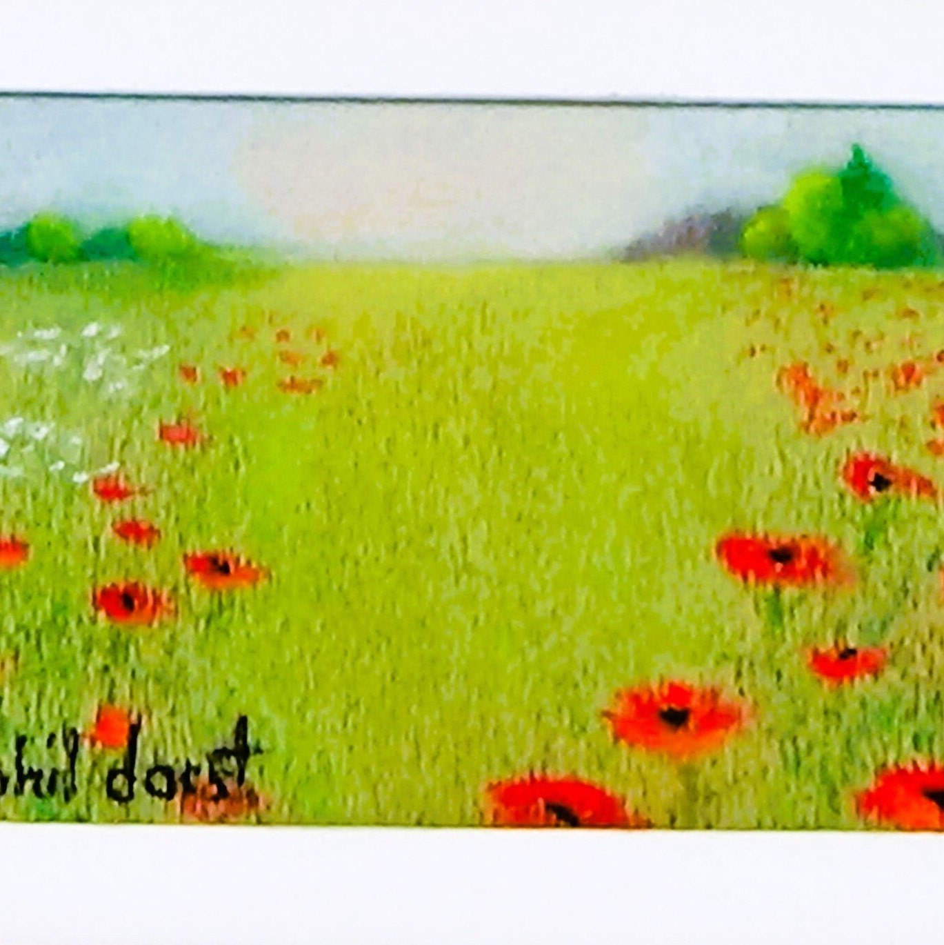 Poppies in the field in the green meadow pastel landscape original pastel home décor Easter gift pastel painting Phil Darst