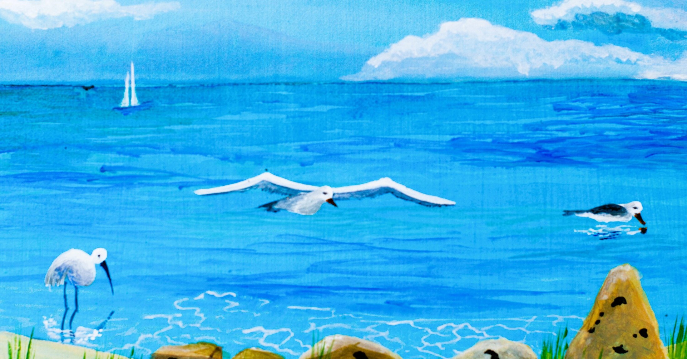 Seagulls in flight at the Beach Siesta Key beach tropical beach print by Phil Darst, view 2
