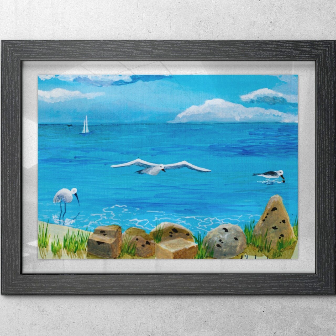Seagulls in flight at the Beach Siesta Key beach tropical beach print by Phil Darst, view 3