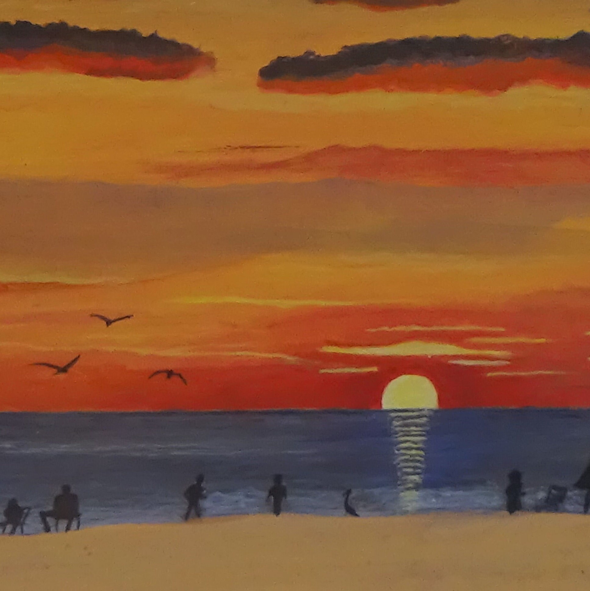 People watching the Tropical sunset from Florida beach., view 2