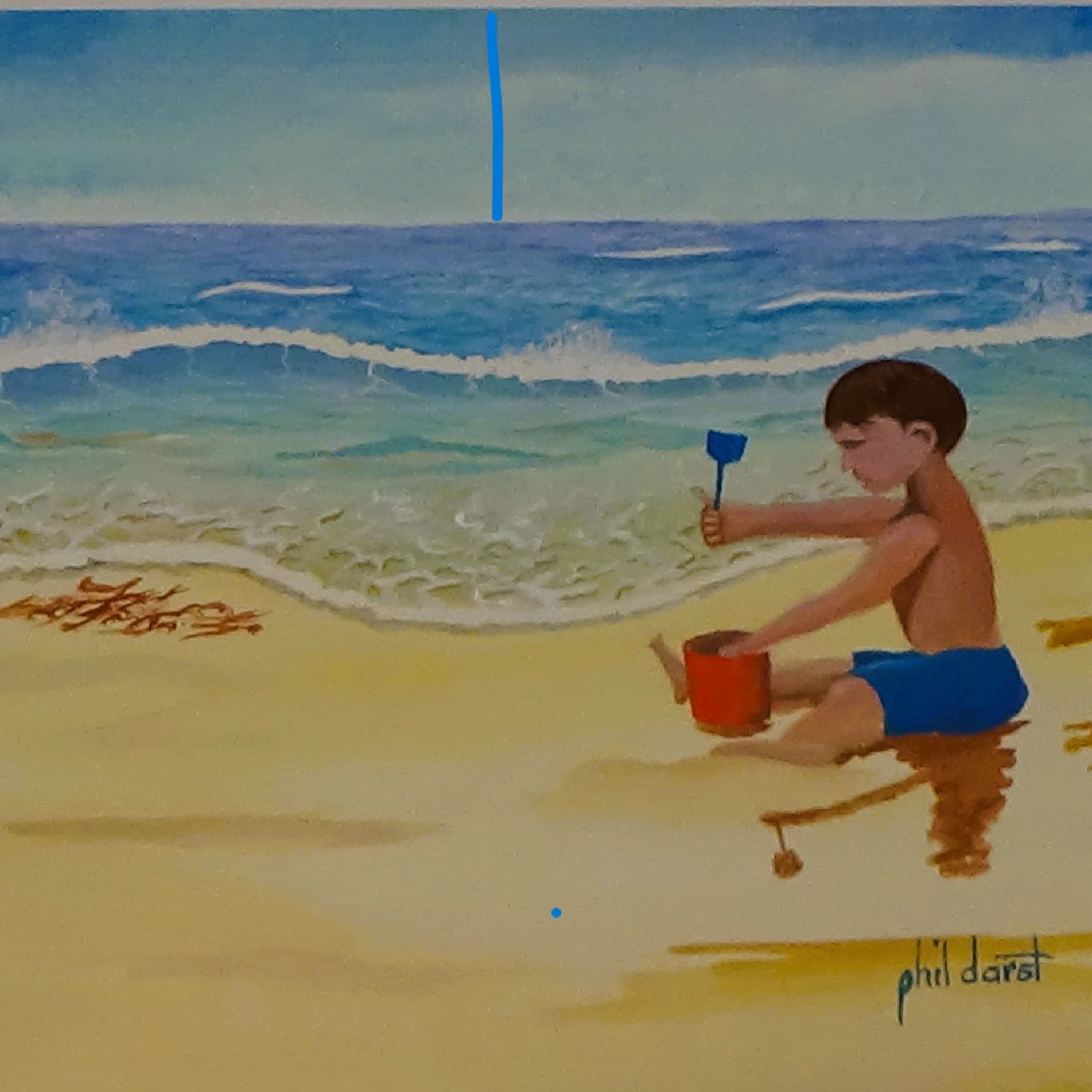 Gift for kid Boy playing on the beach wall art about beach fun