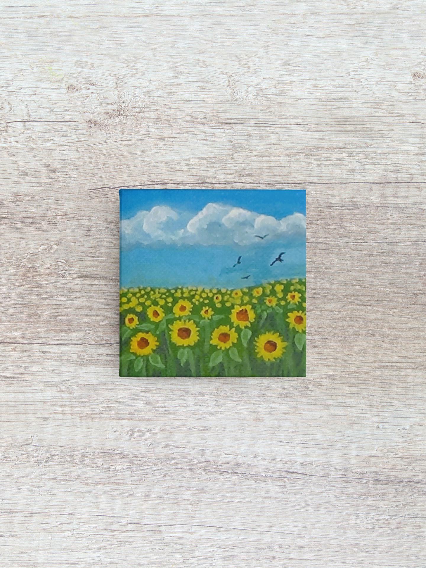 Miniature Sunflower Meadow Painting, view 2