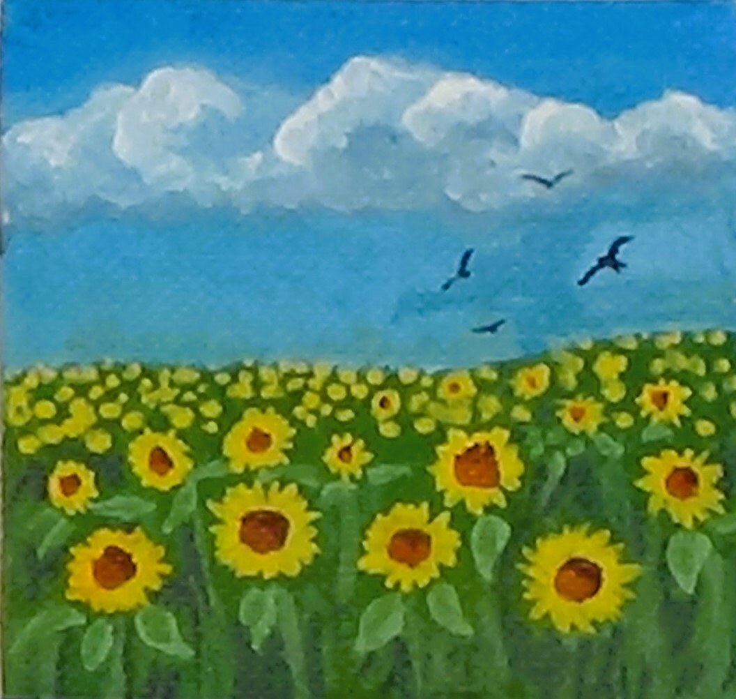 Miniature Sunflower Meadow Painting, view 3