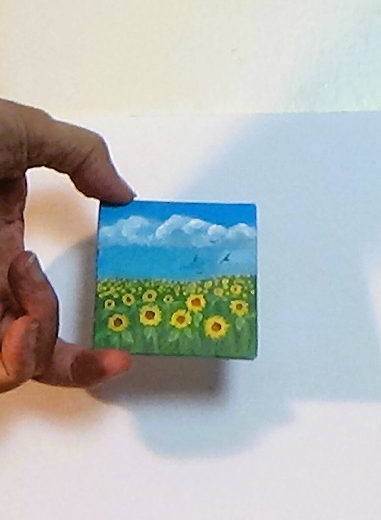 Miniature Sunflower Meadow Painting, view 4