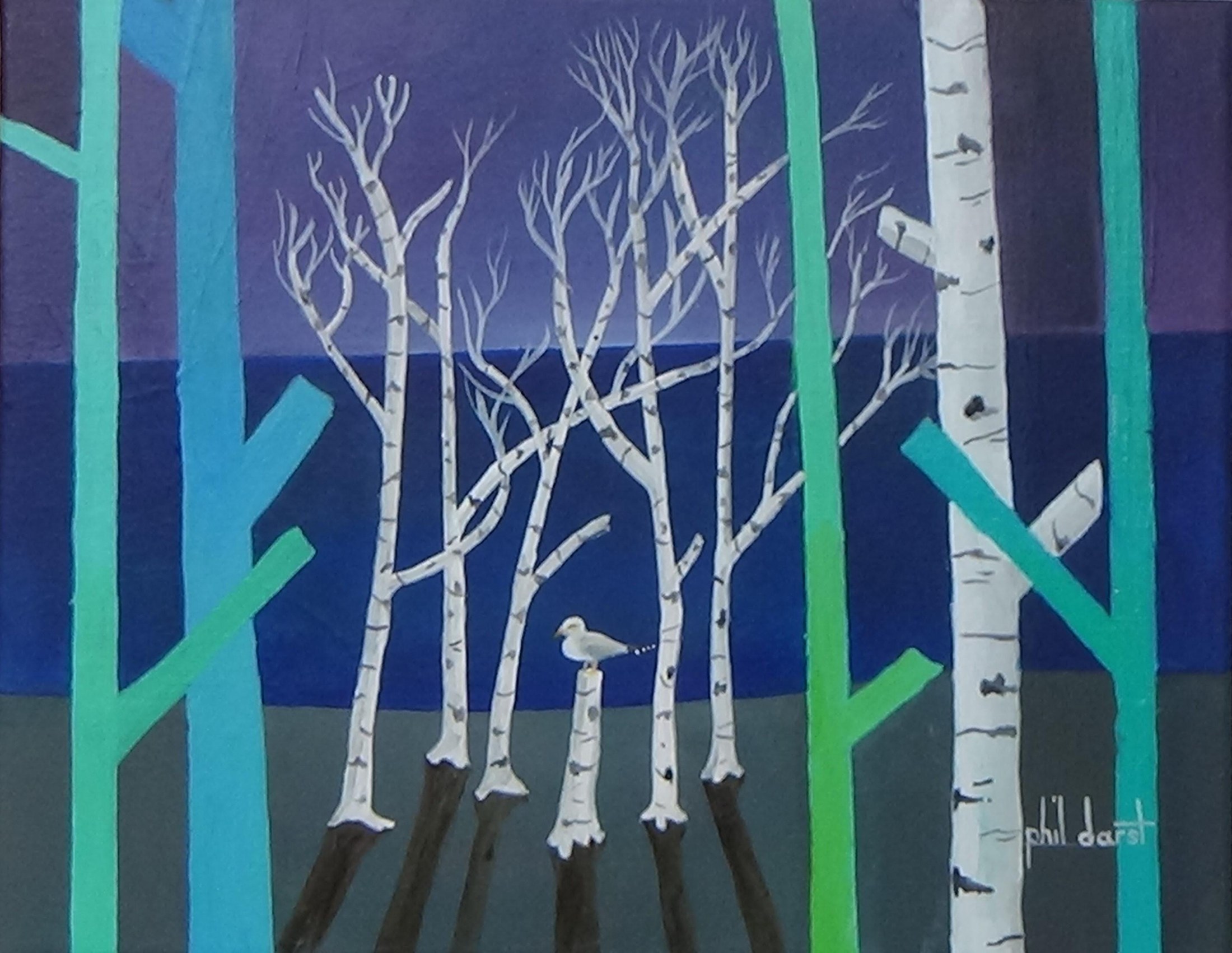 Mystical Birch Trees at Twilight