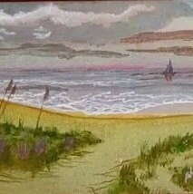 Sailboat sailing on the Horizon Tropical Beach scene ocean scene Wall Decor