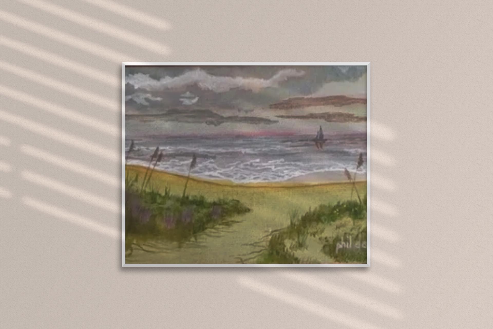 Sailboat sailing on the Horizon Tropical Beach scene ocean scene Wall Decor, view 2
