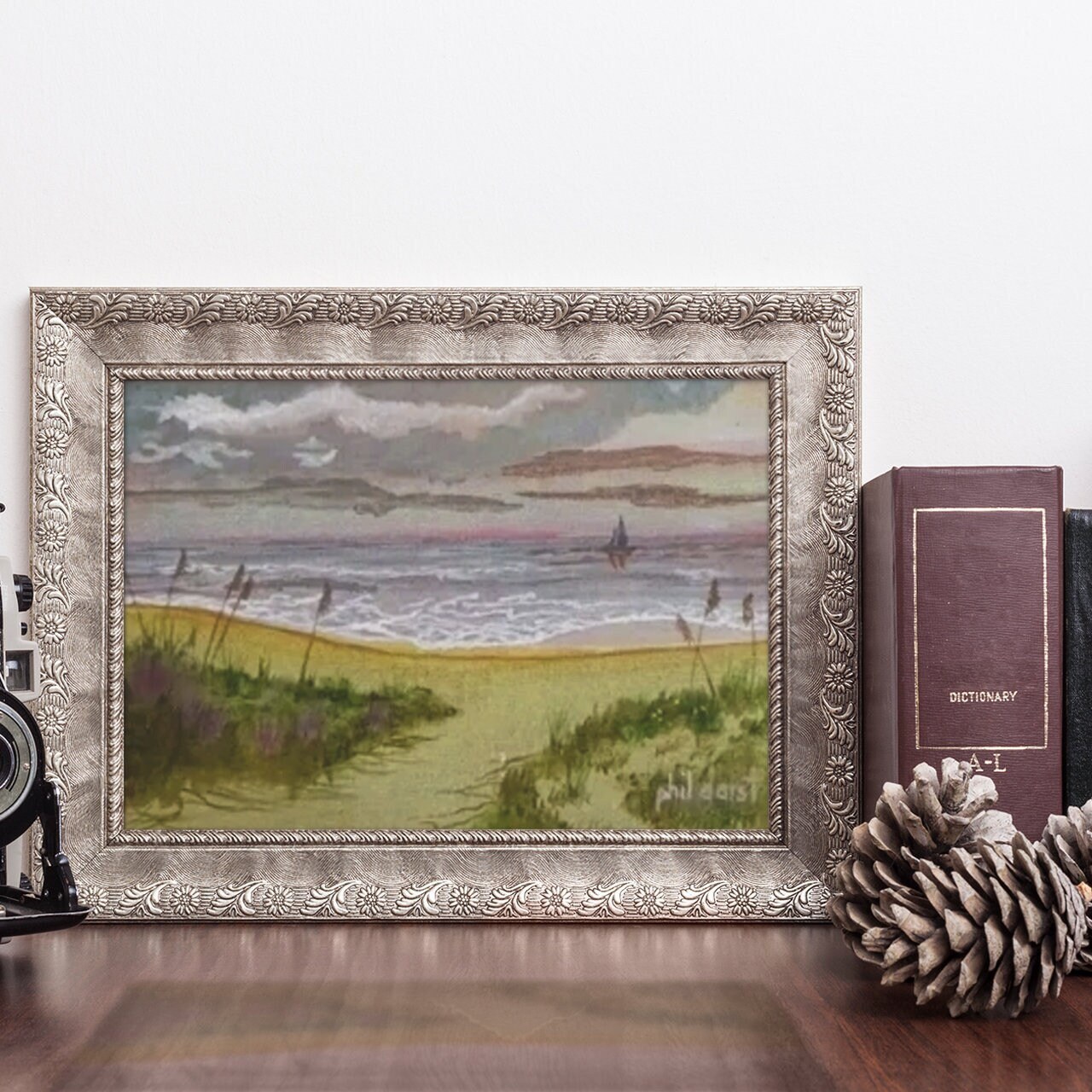 Sailboat sailing on the Horizon Tropical Beach scene ocean scene Wall Decor, view 3