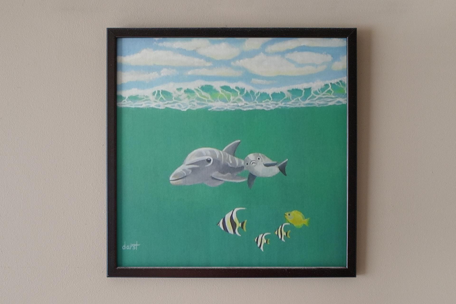 Mamma Dolphin and her calf with friends, view 3