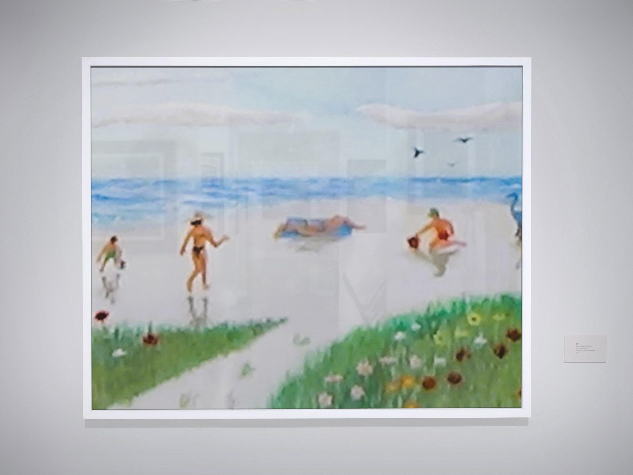 Tropical Florida Beach Scene Print, Girl on Blanket, Coastal Gouache Painting, view 2