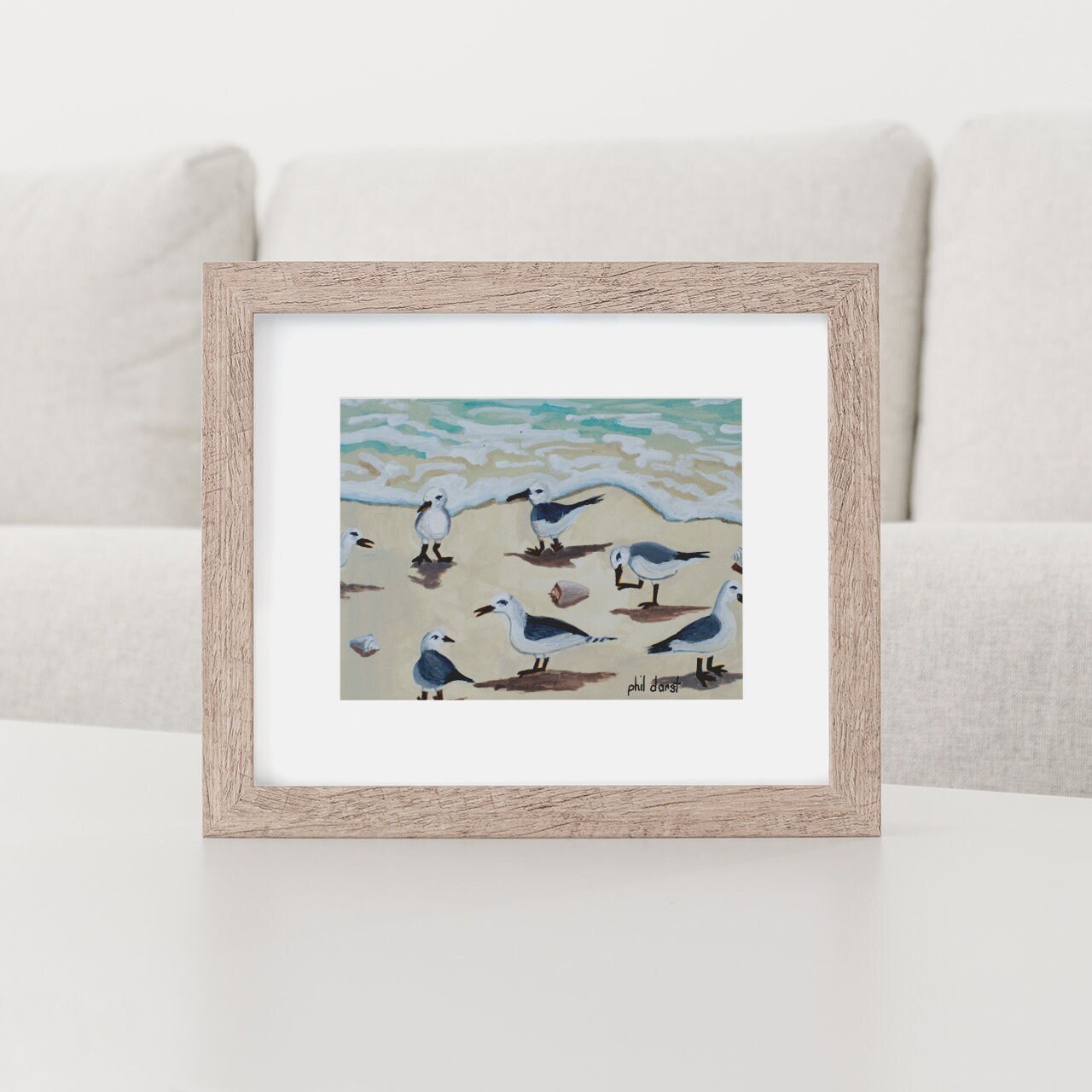 Seagulls on Siesta Key Beach - matted print, view 2