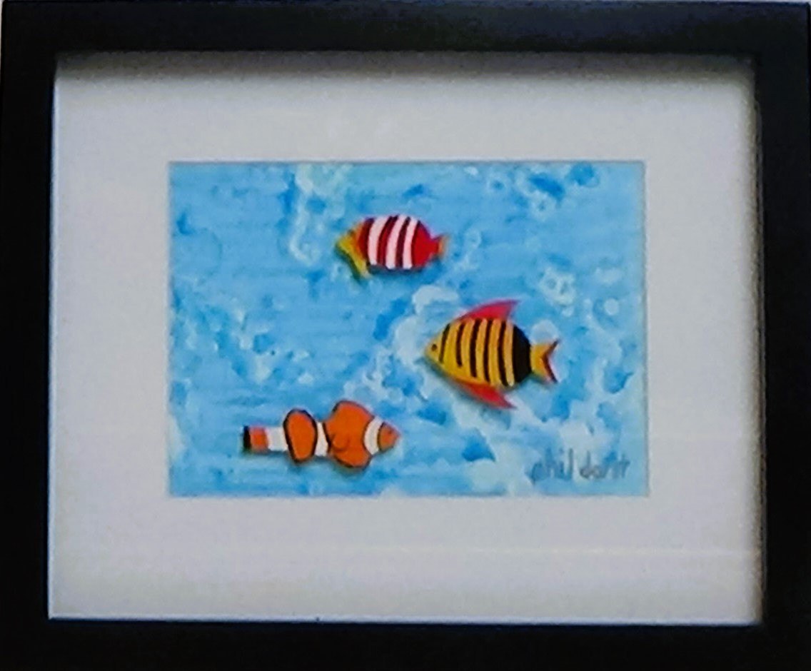 Tropical fish art #1 three dimensional - acrylic paint, alcohol ink, view 2