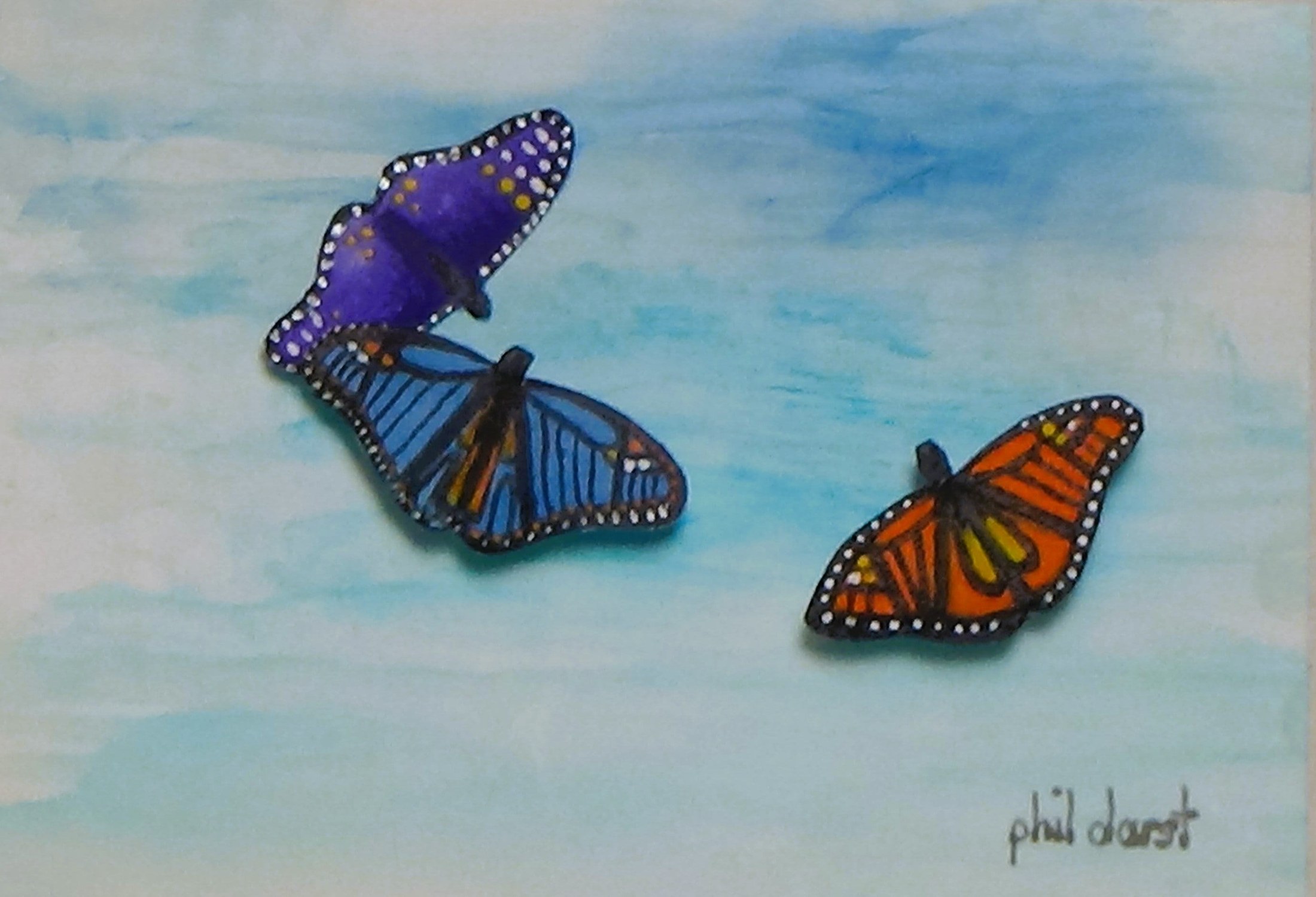 3D Butterfly Wall Art: Hand-Painted Acrylic, Alcohol Ink, Tropical Decor
