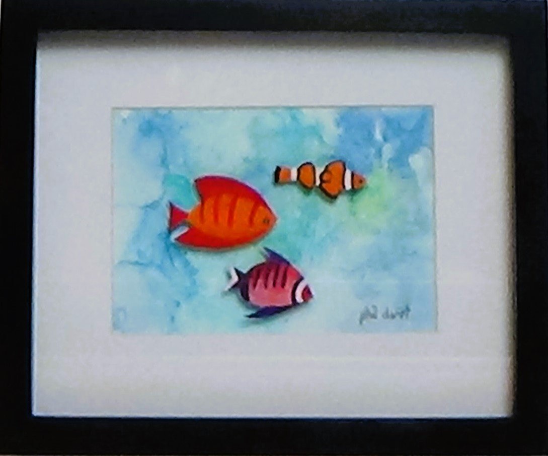 Tropical fish art #2 three dimensional - acrylic paint, alcohol ink, view 2