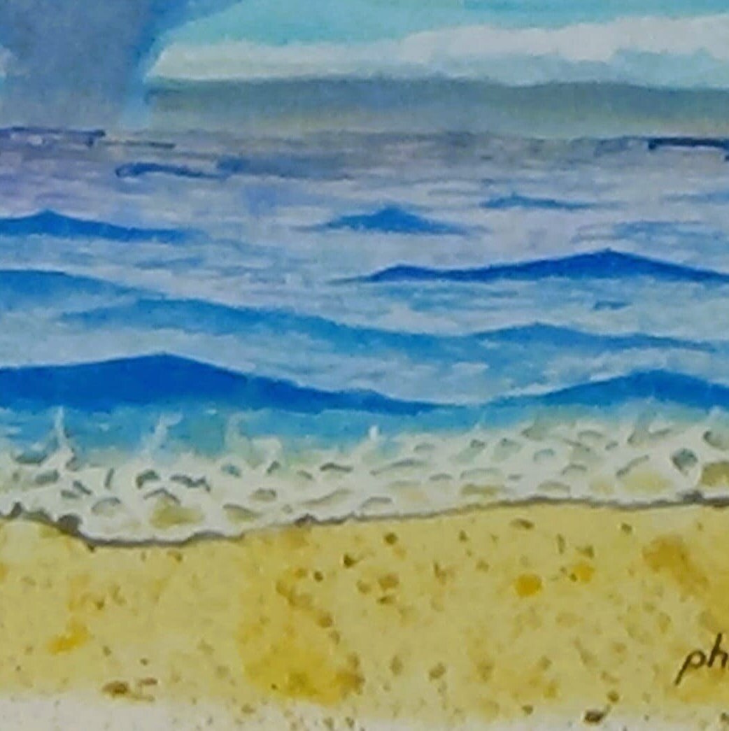 Storm brewing, headed toward the beach, original watercolor