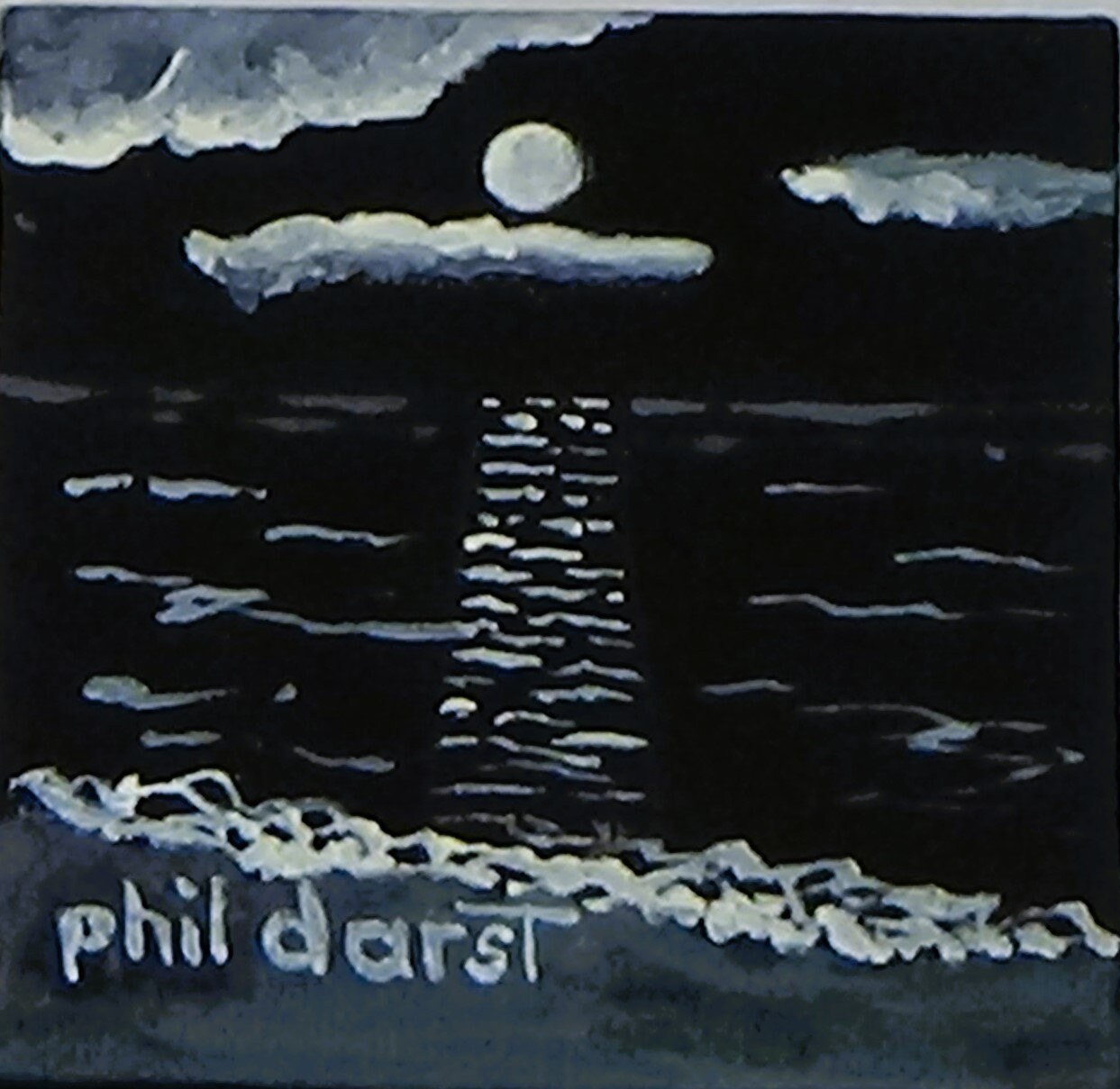 Miniature Acrylic Painting: Moonlight Ocean Scene, Siesta Key Beach Art, view 2