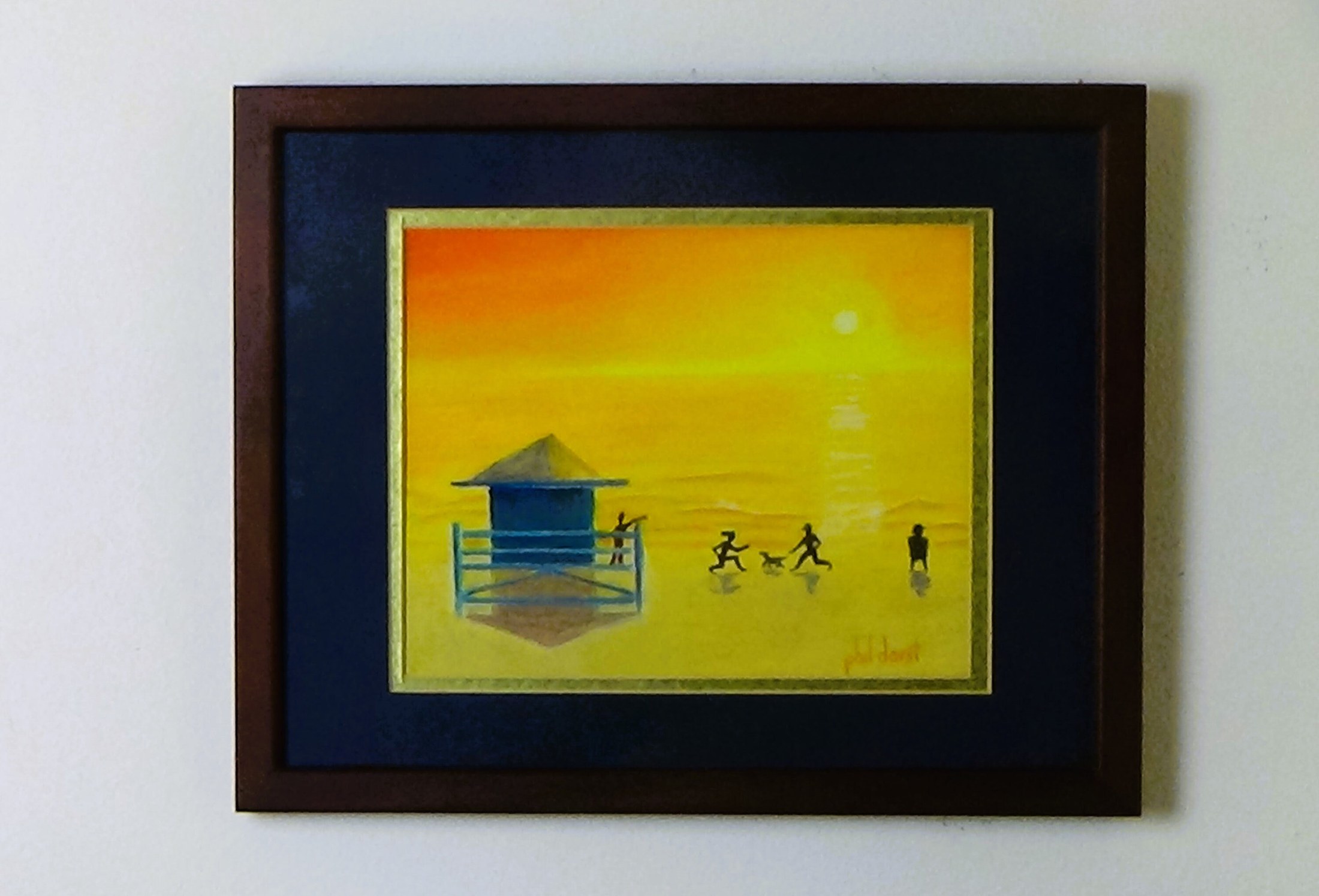 Lifeguard stand and dog and people on Siesta Key Beach, view 5