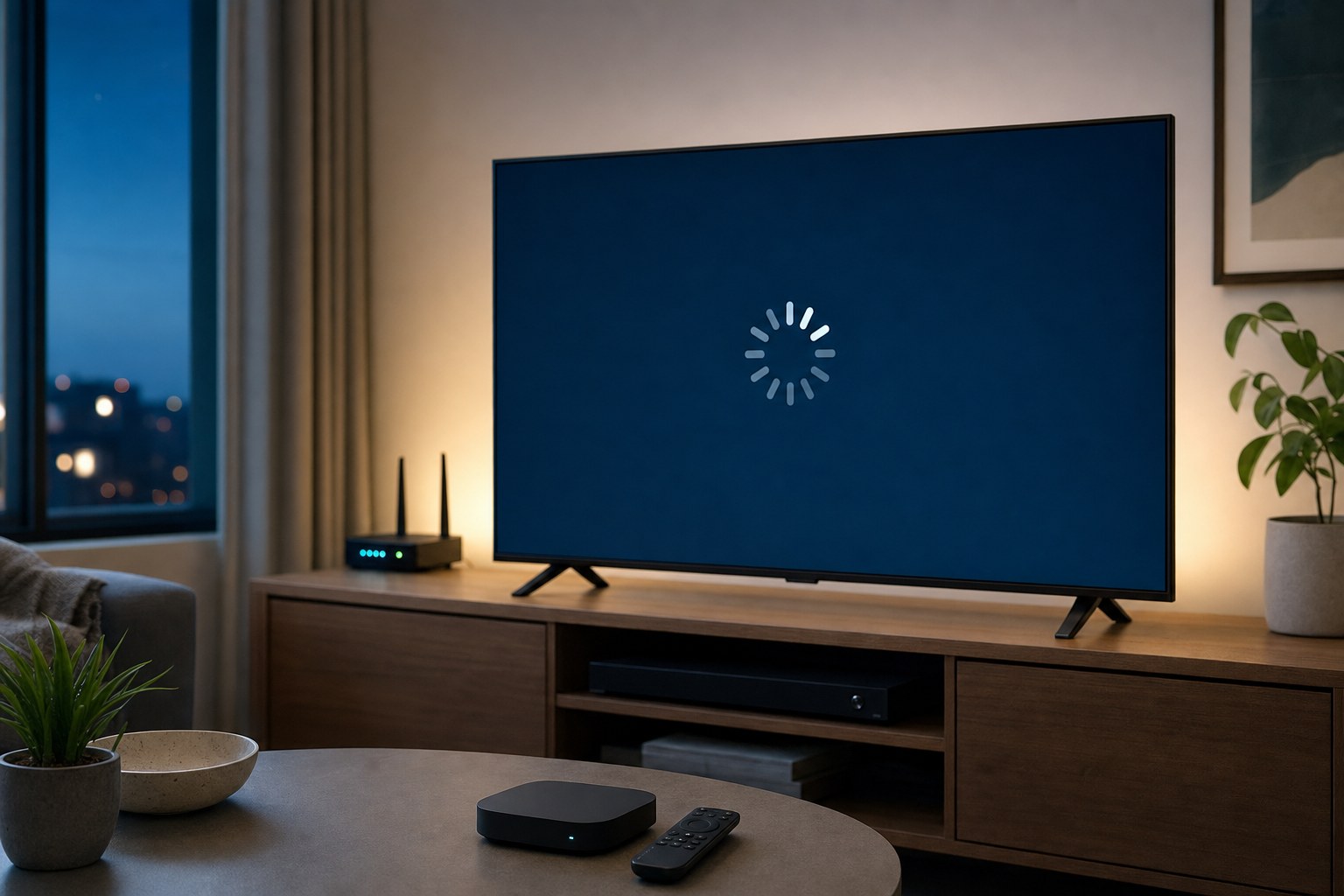 Television, streaming device, and remote in a calm home viewing setup