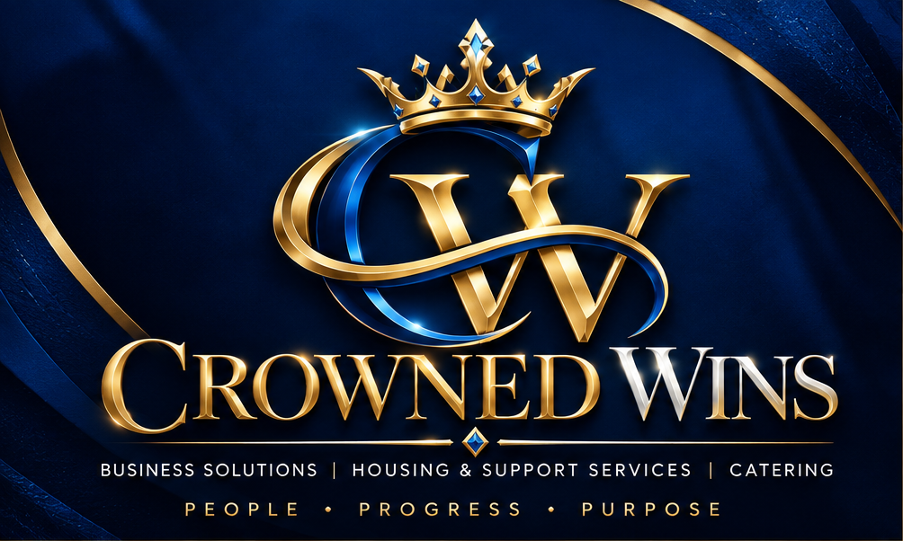 Crowned Wins. Business Solutions, Housing & Support Services, Catering. People, Progress, Purpose.