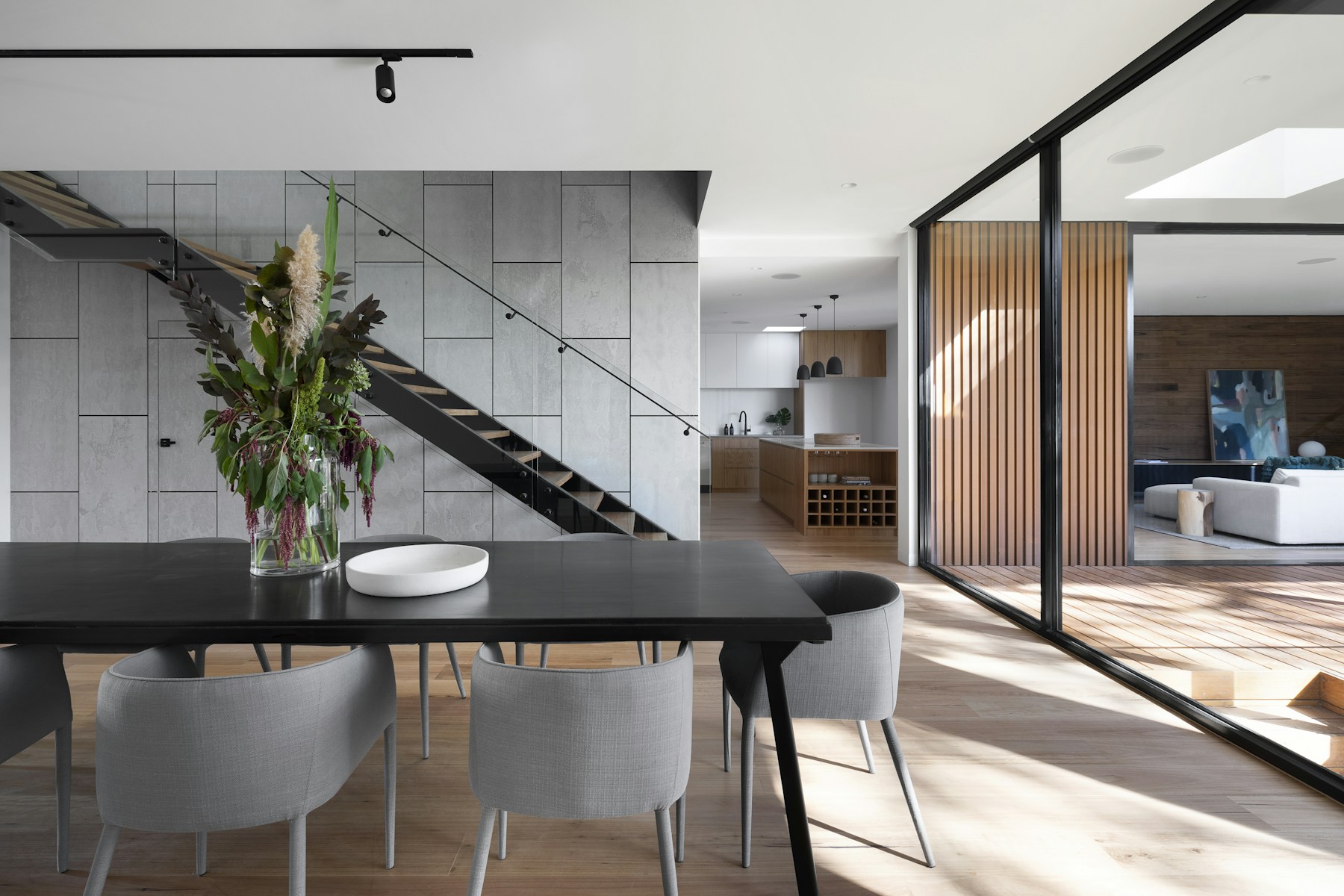 A furnished apartment living room set up for an extended work stay